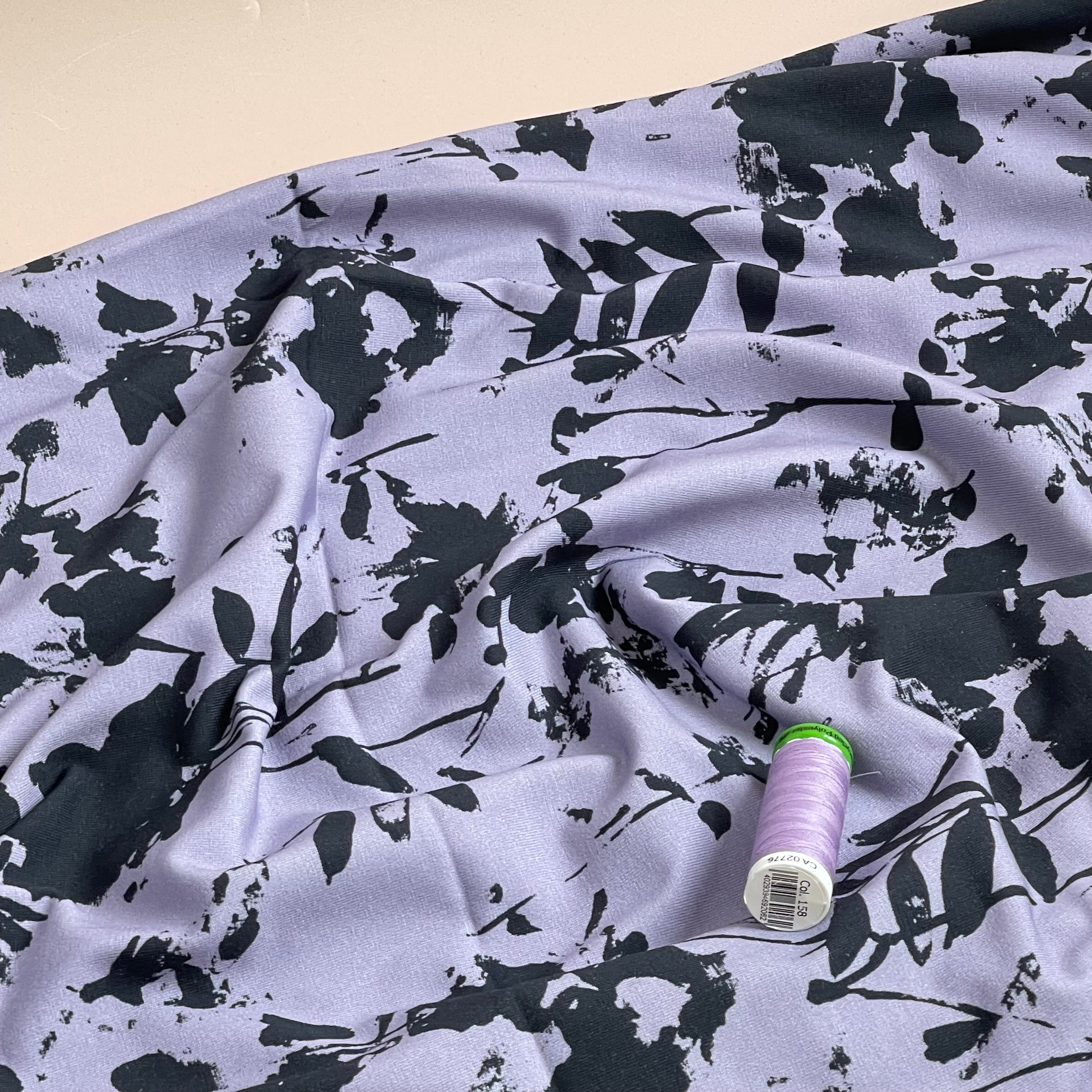 Danish Design - Foliage Paint Splash Lavender Cotton Jersey