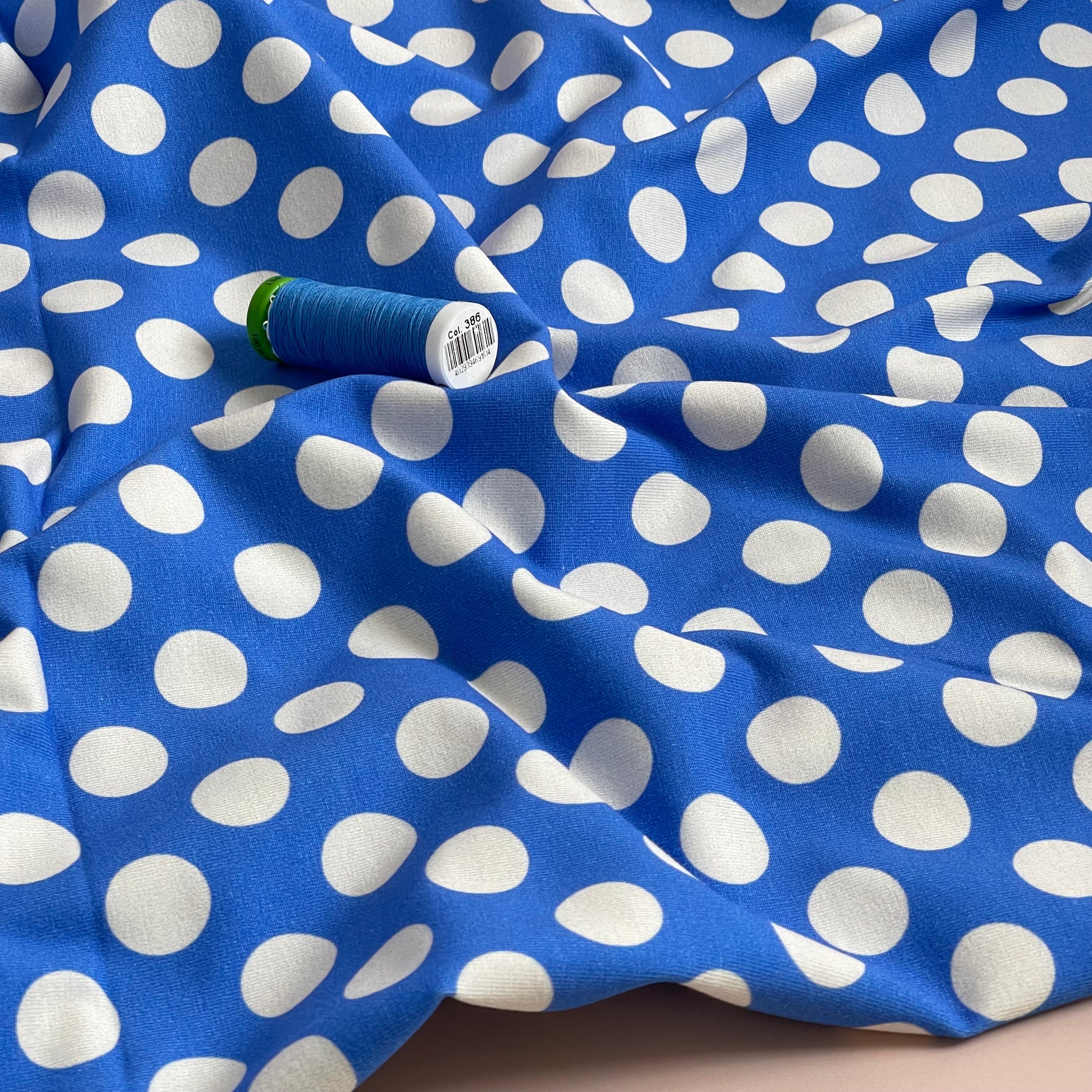 Danish Design - Polka Dot Blue Cotton Jersey