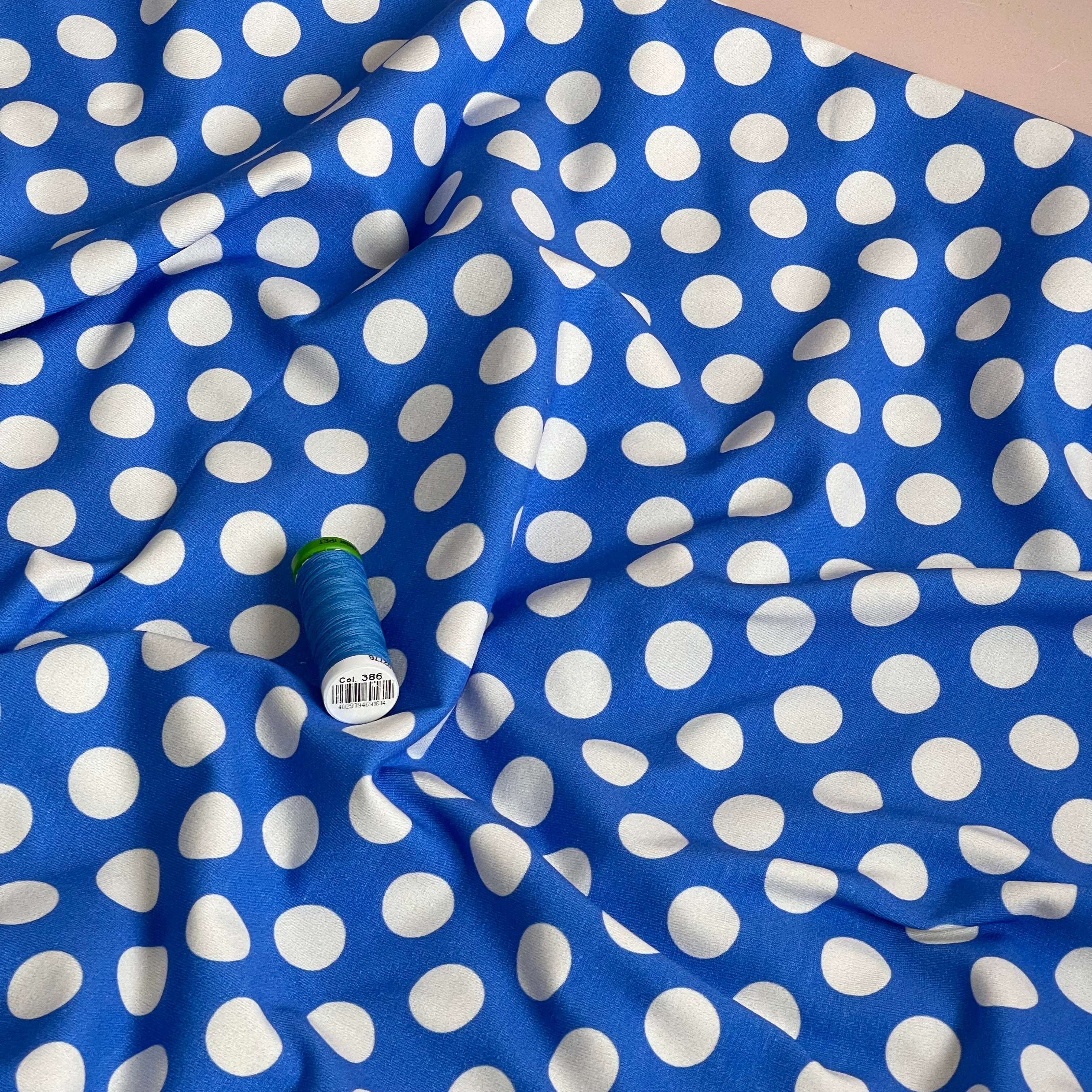 Danish Design - Polka Dot Blue Cotton Jersey