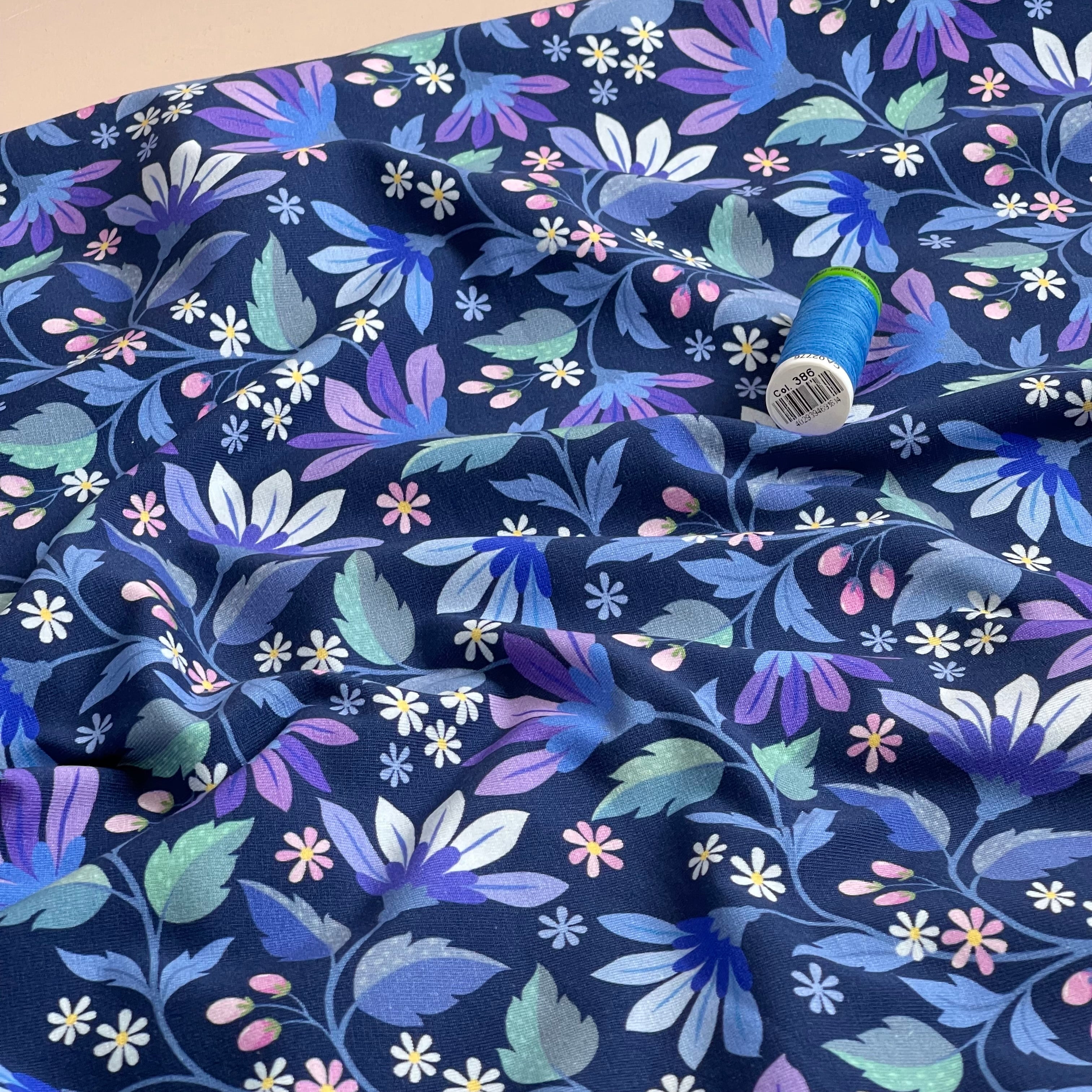 Danish Design - Daisy Field Blue Cotton Jersey