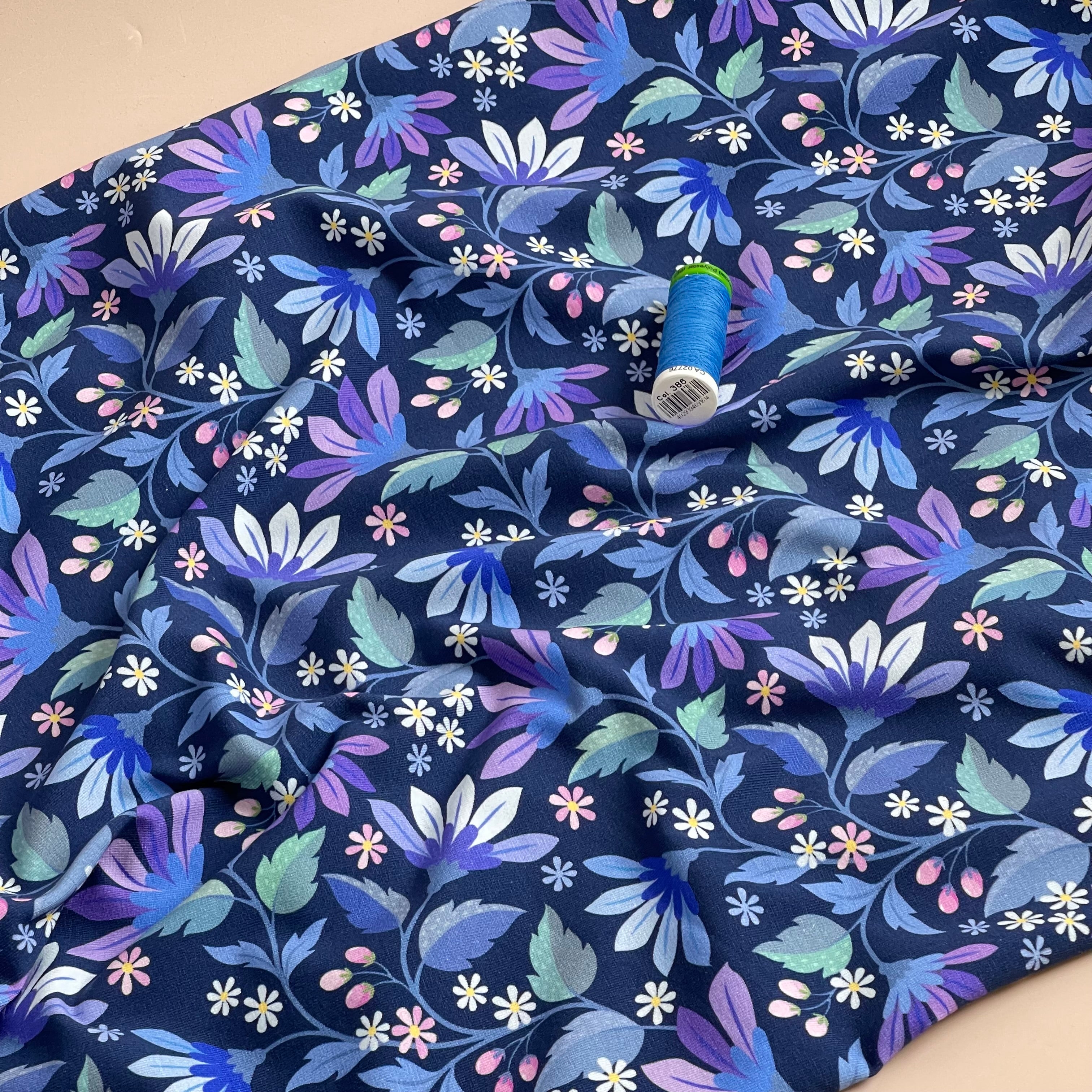 Danish Design - Daisy Field Blue Cotton Jersey