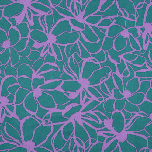 Nerida Hansen - Magnolia Petrol Cotton Sateen Fabric