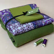 Make an Outfit Colour Bundle - Vintage Patchwork Viscose Twill in Purple & Sweatshirting with ribbing