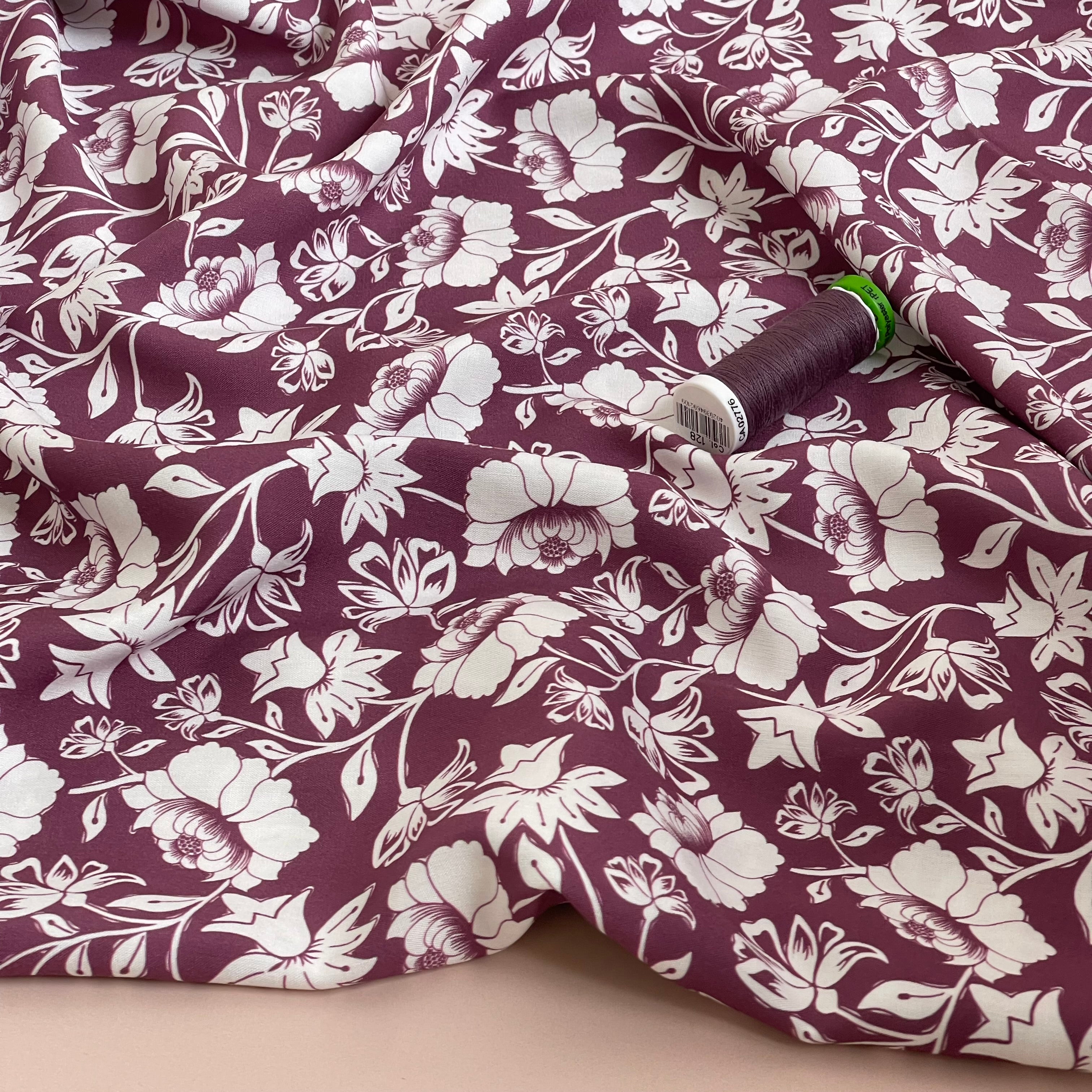 Climbing Florals in Mauve LENZING™ ECOVERO™ Viscose Fabric