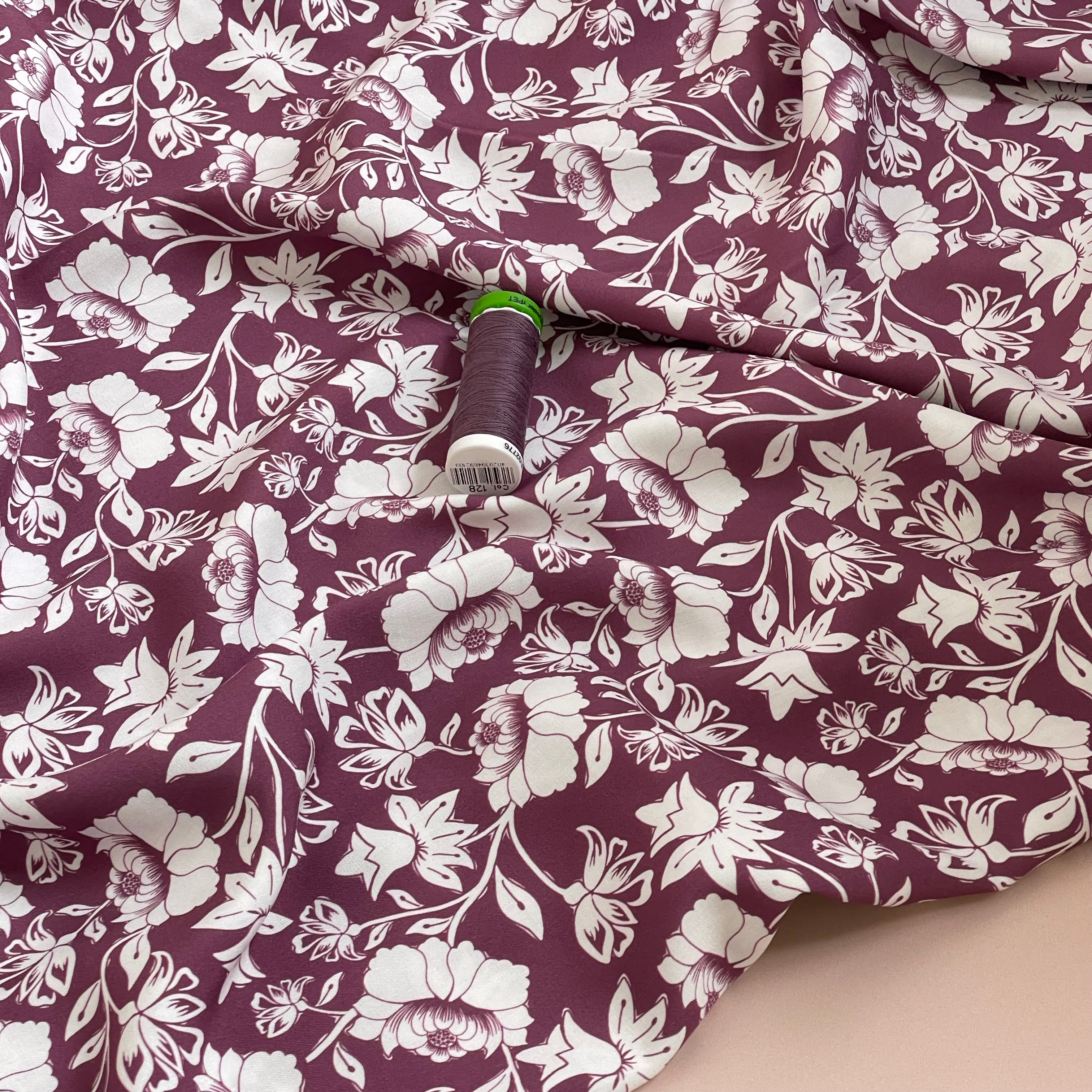 Climbing Florals in Mauve LENZING™ ECOVERO™ Viscose Fabric