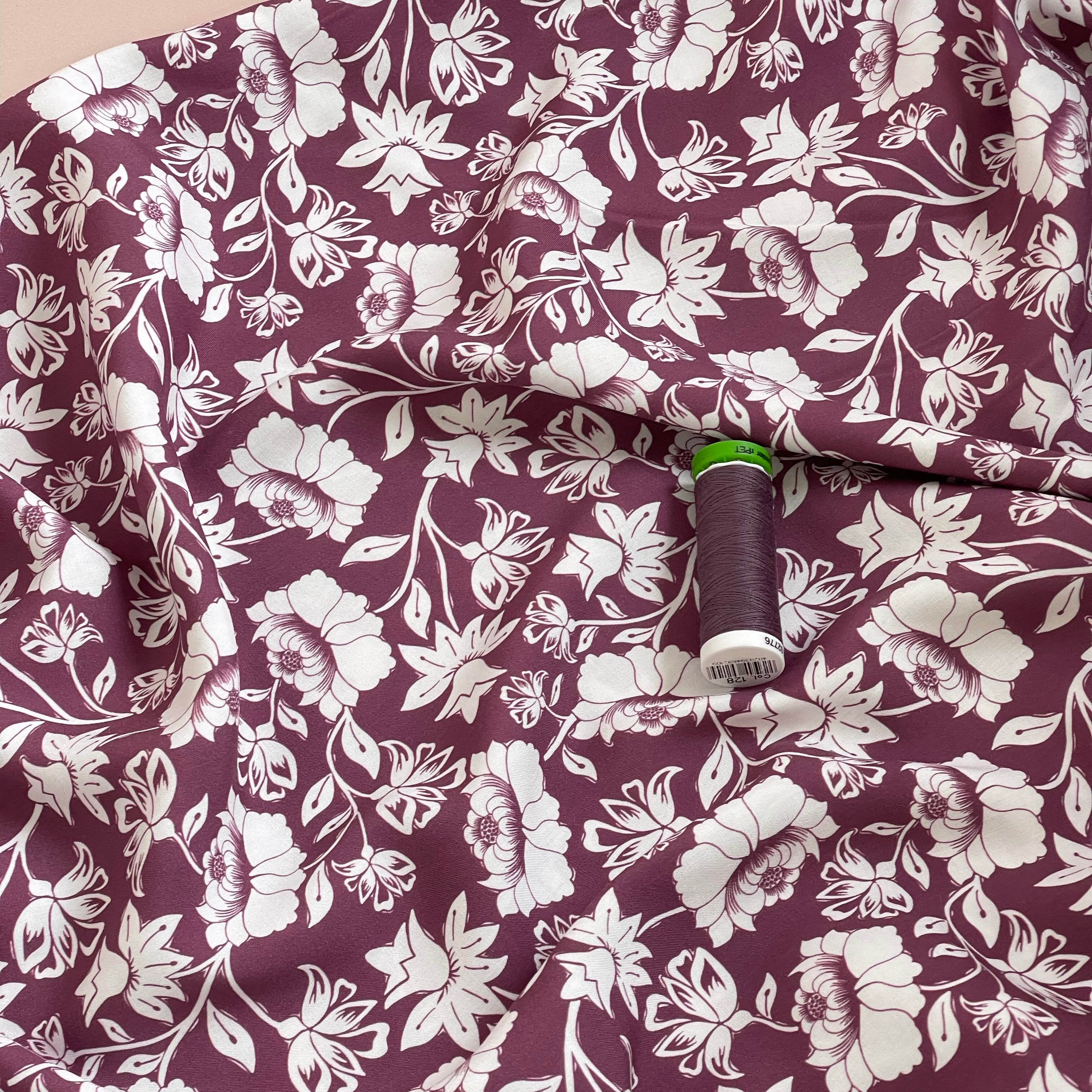 Climbing Florals in Mauve LENZING™ ECOVERO™ Viscose Fabric