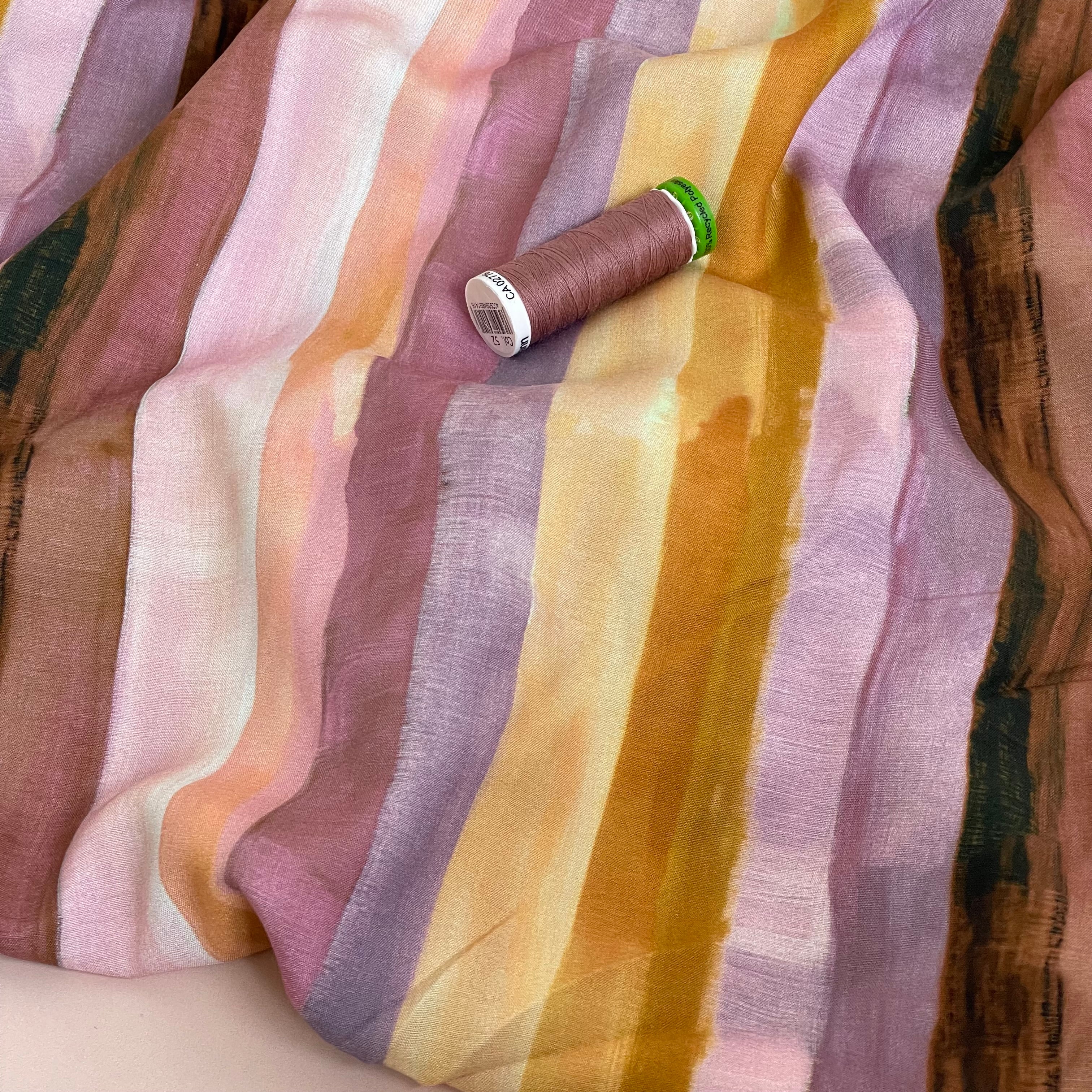 Lavender Stripes Viscose Sateen Fabric
