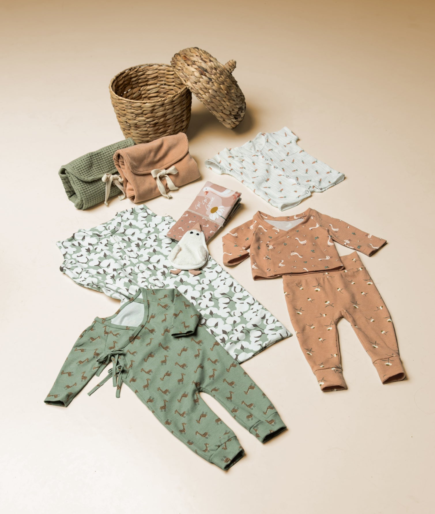 Cute Goslings Cotton Waffle Jersey in Dusky Salmon