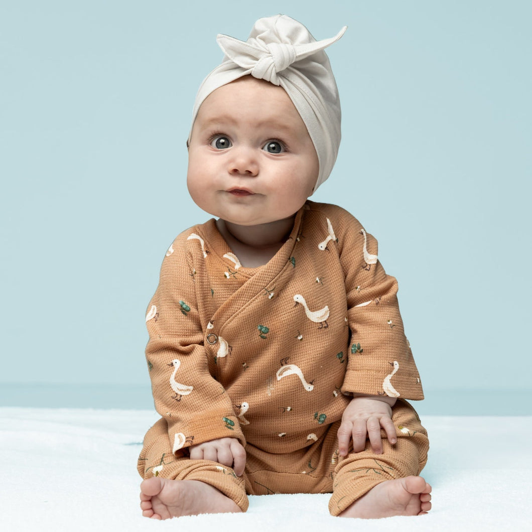 Cute Goslings Cotton Waffle Jersey in Dusky Salmon