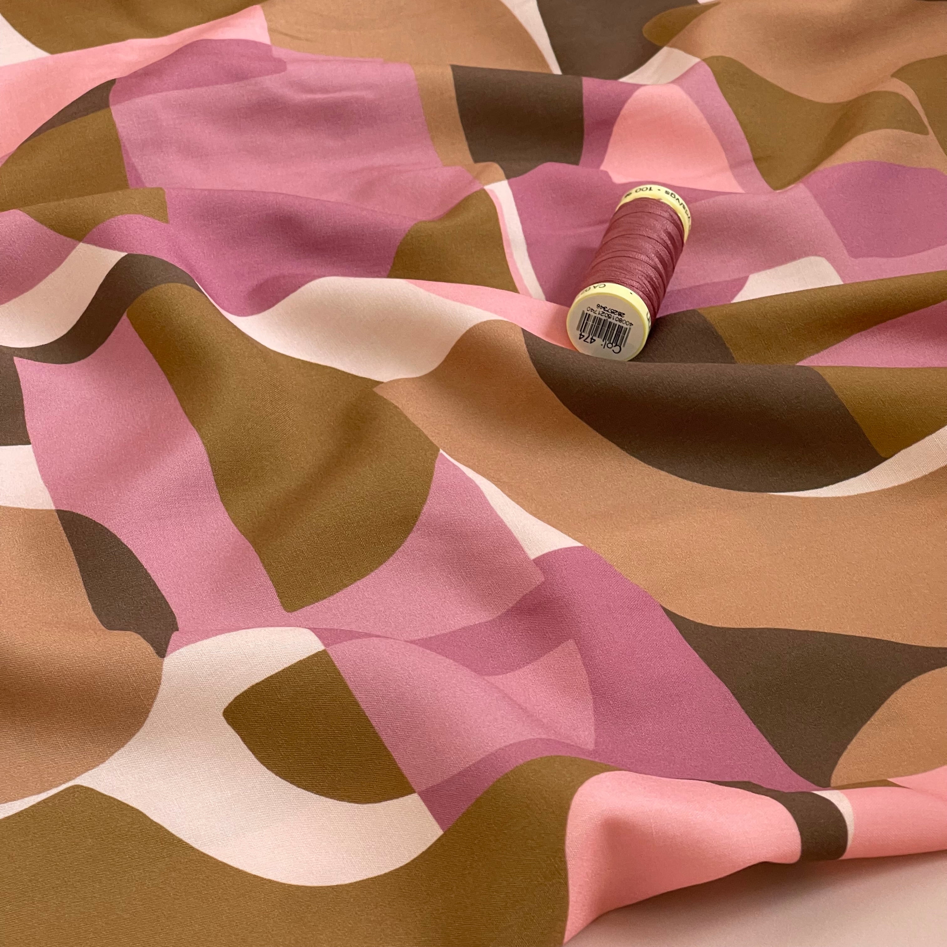 Abstract Shapes in Mauve LENZING™ ECOVERO™ Viscose Fabric