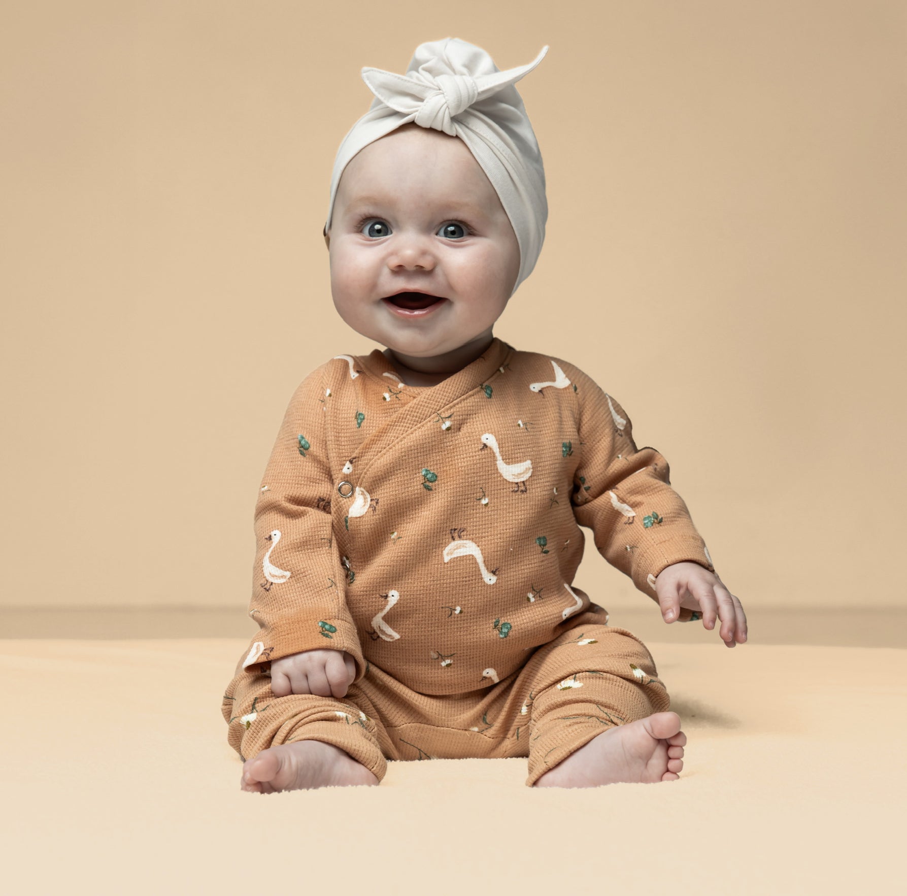 Cute Goslings Cotton Waffle Jersey in Dusky Salmon