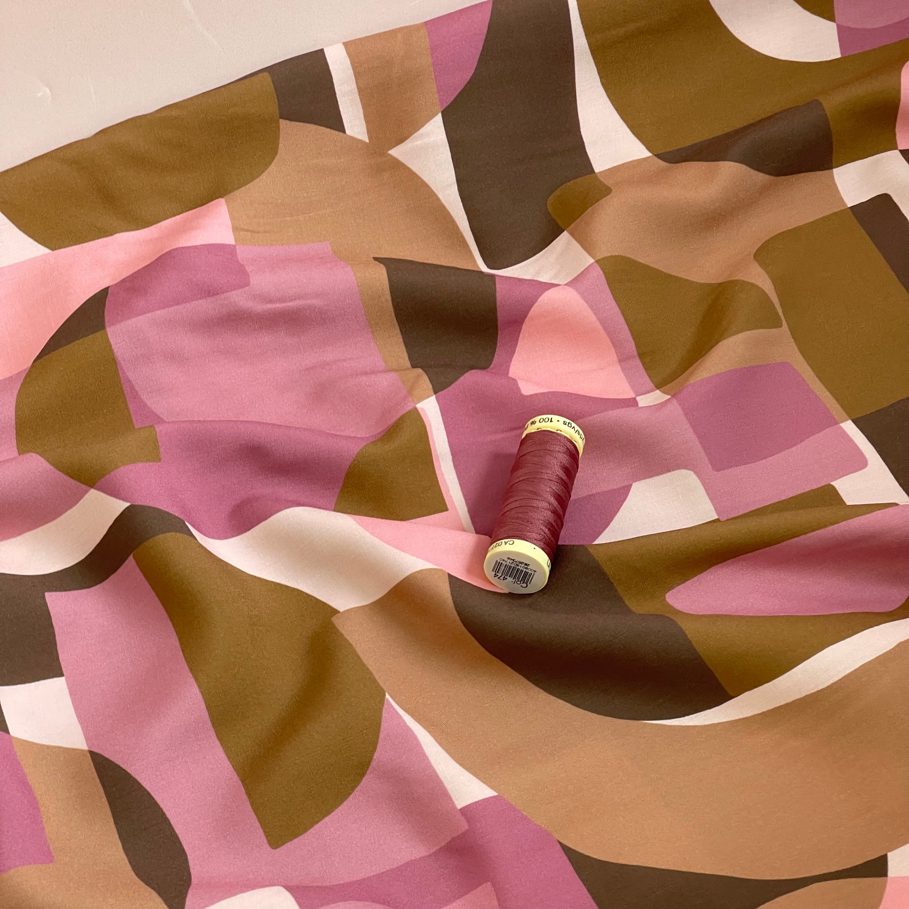 Abstract Shapes in Mauve LENZING™ ECOVERO™ Viscose Fabric