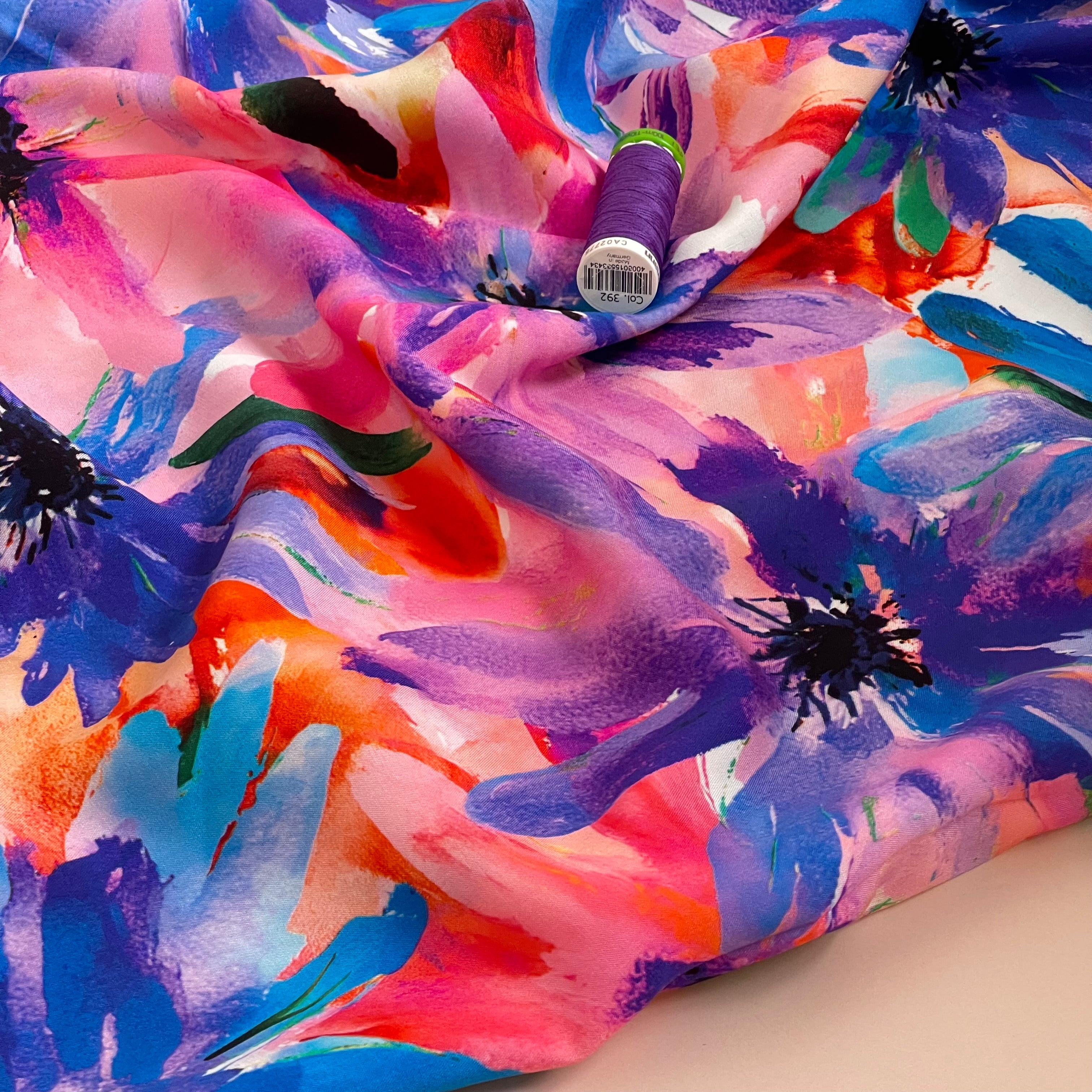 Painted Asters LENZING™ ECOVERO™ Viscose Fabric