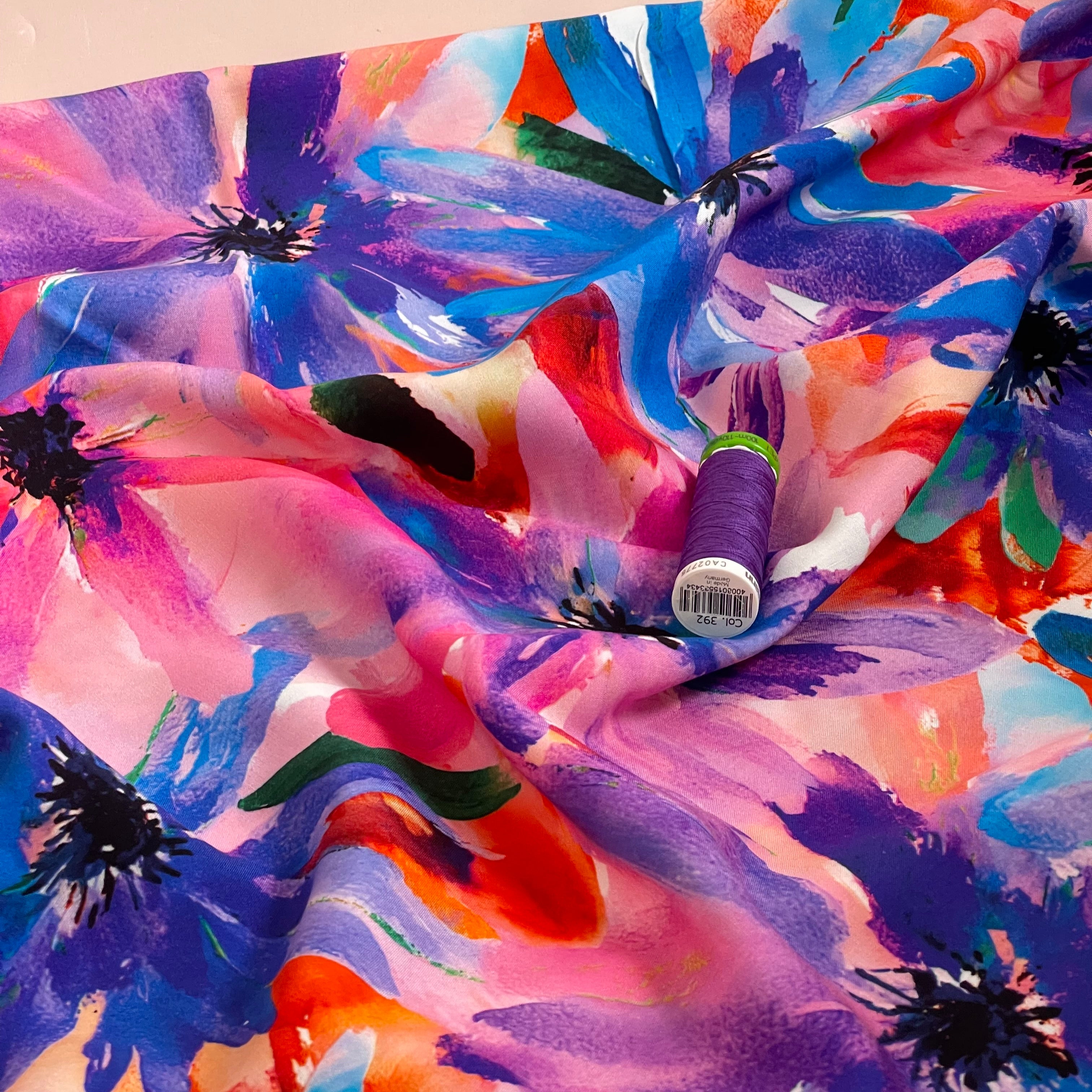 Painted Asters LENZING™ ECOVERO™ Viscose Fabric