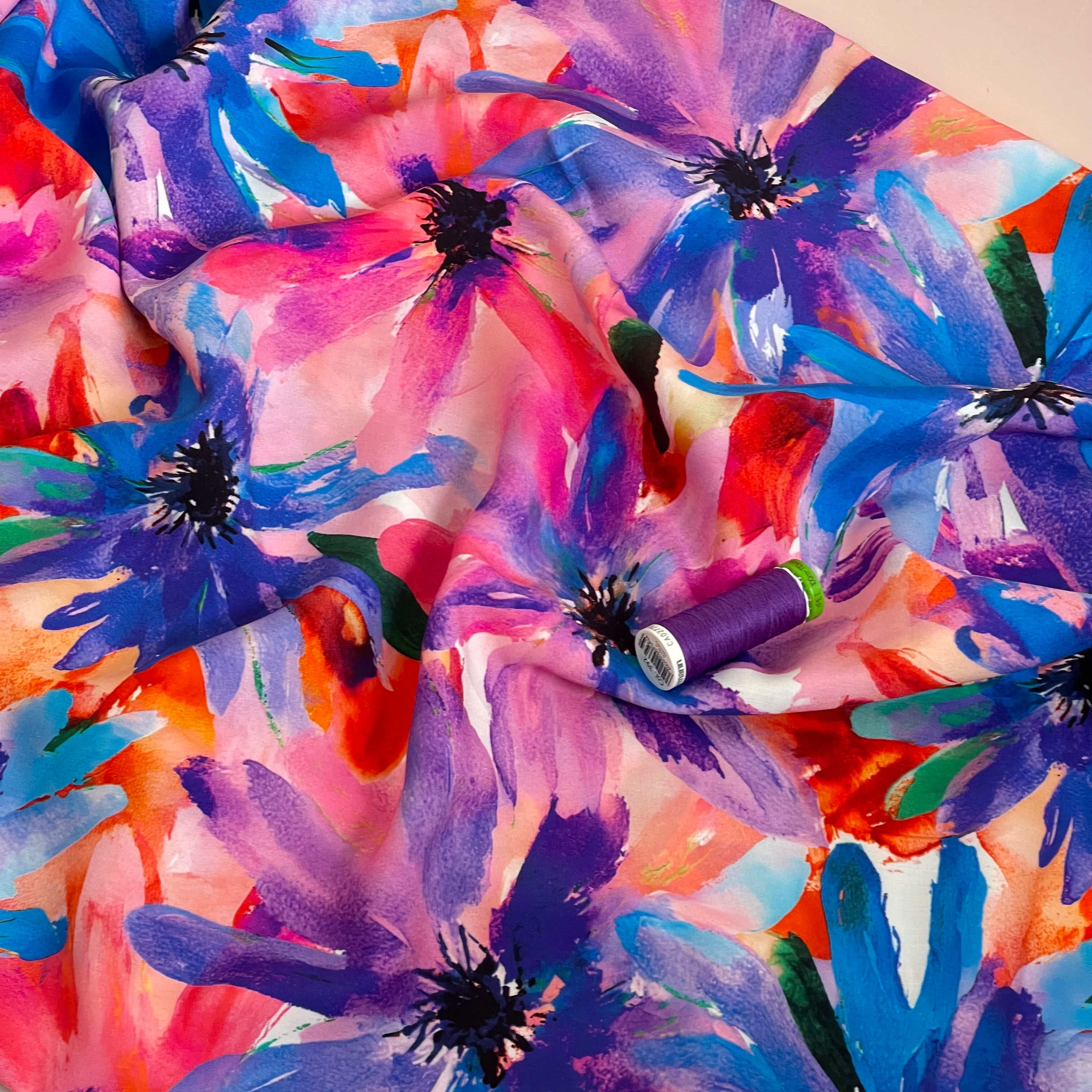 Painted Asters LENZING™ ECOVERO™ Viscose Fabric
