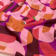 Abstract Shapes in Pink LENZING™ ECOVERO™ Viscose Fabric