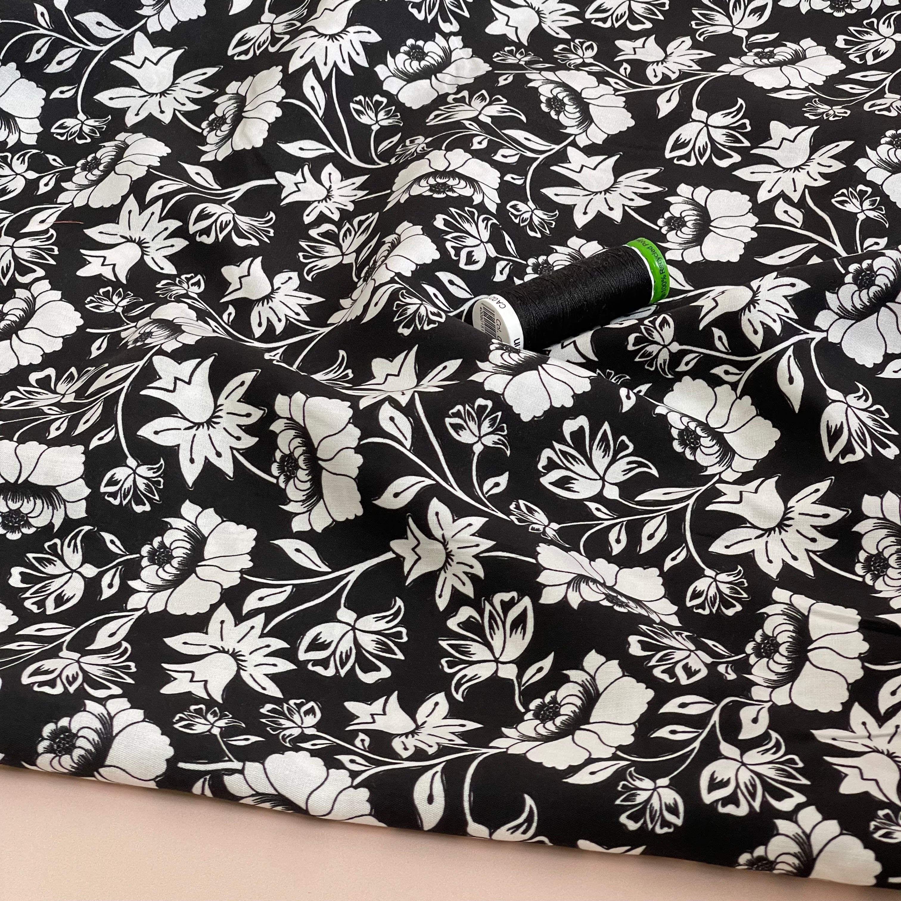 Climbing Florals in Black LENZING™ ECOVERO™ Viscose Fabric