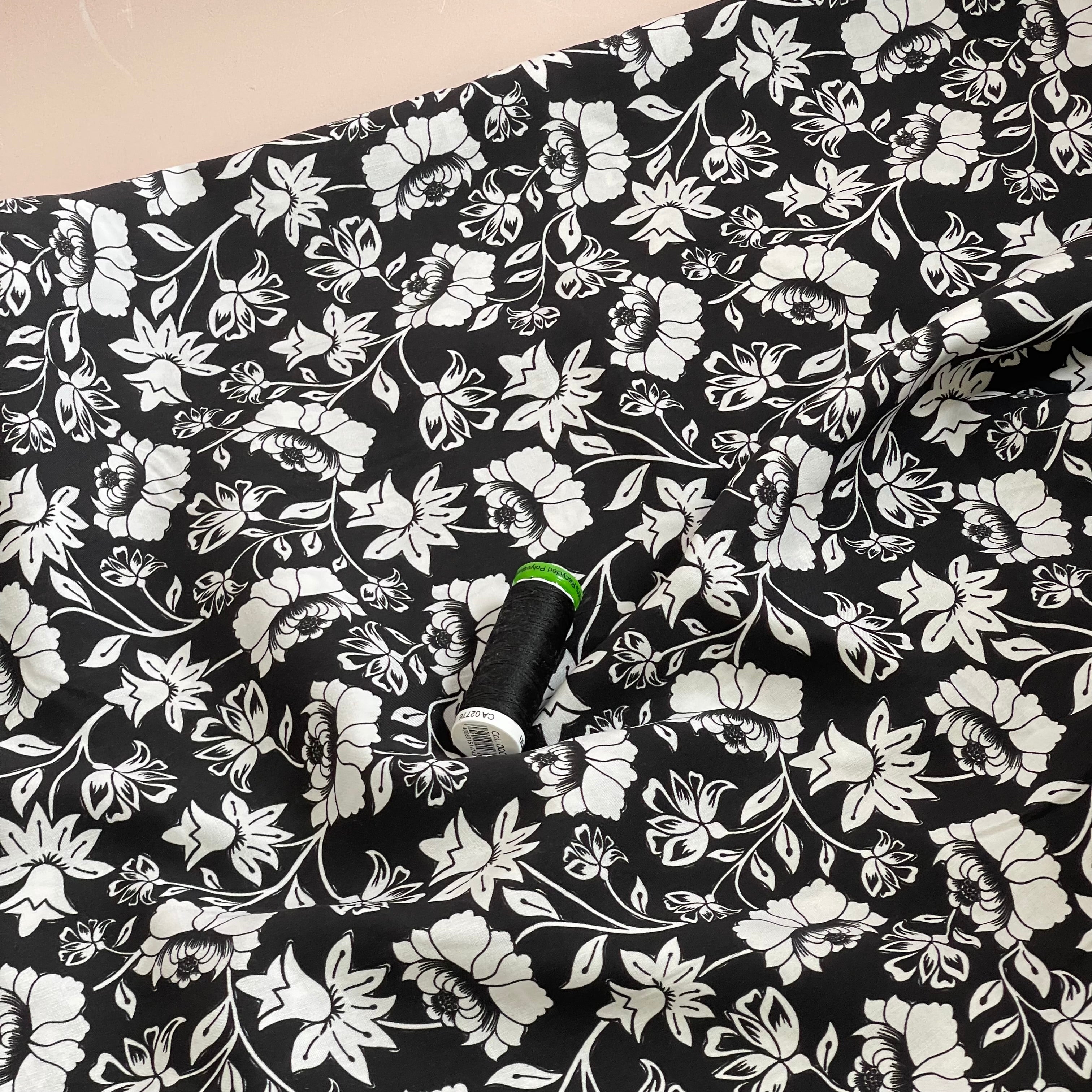 Climbing Florals in Black LENZING™ ECOVERO™ Viscose Fabric