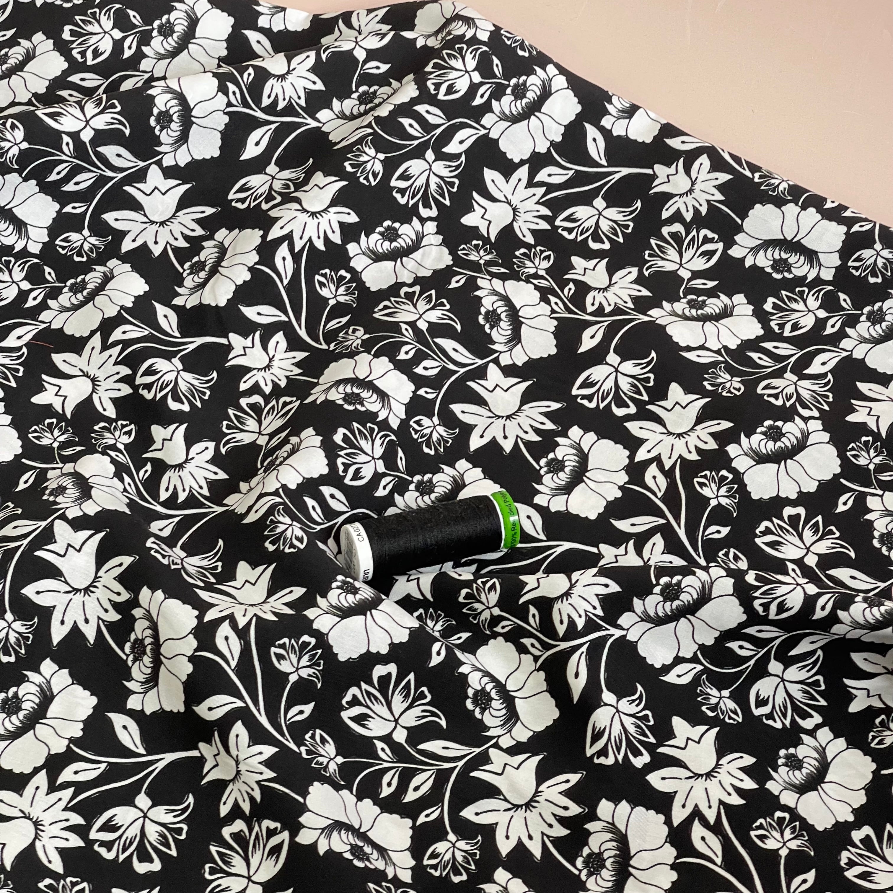 Climbing Florals in Black LENZING™ ECOVERO™ Viscose Fabric