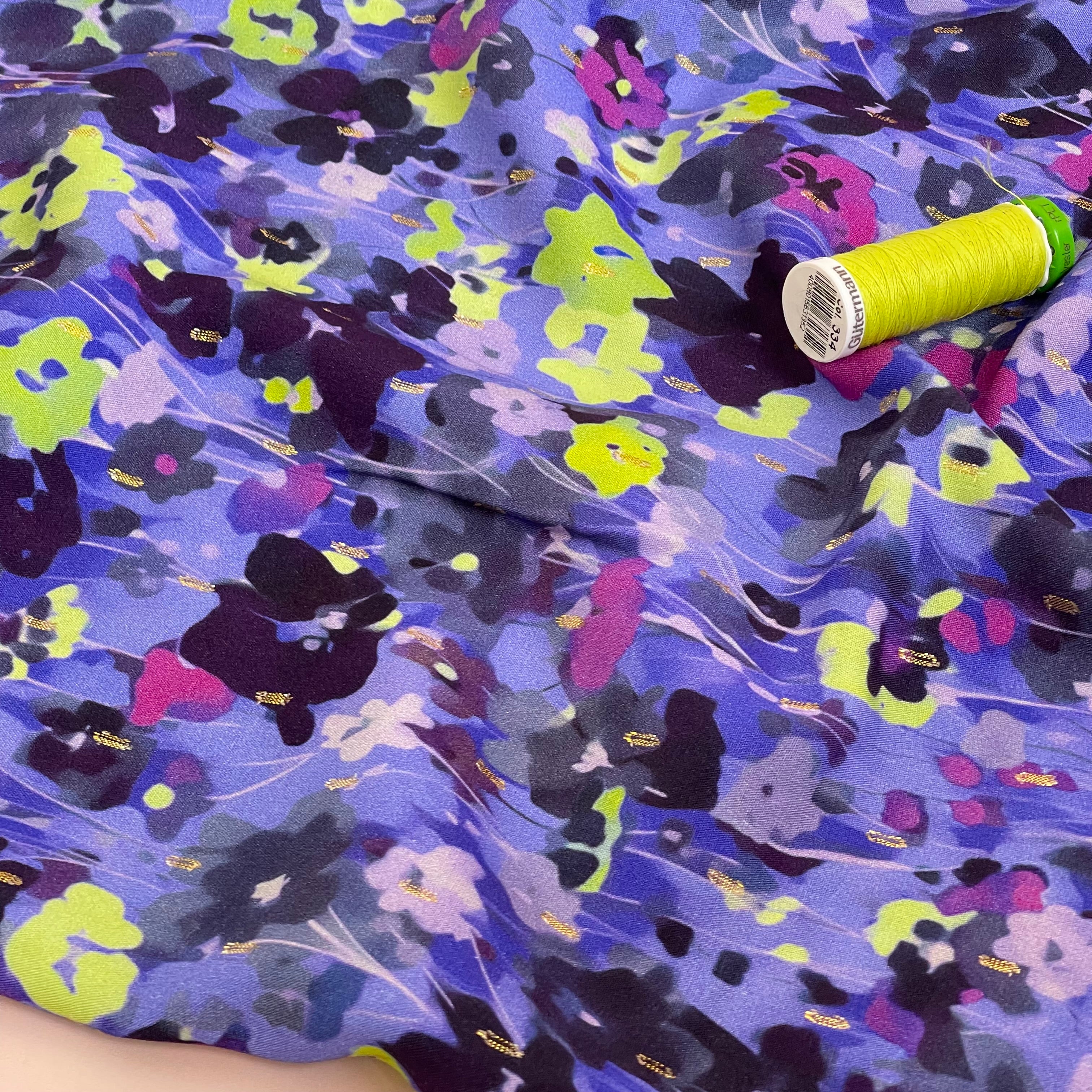 Painterly Florals with Lurex Viscose Fabric