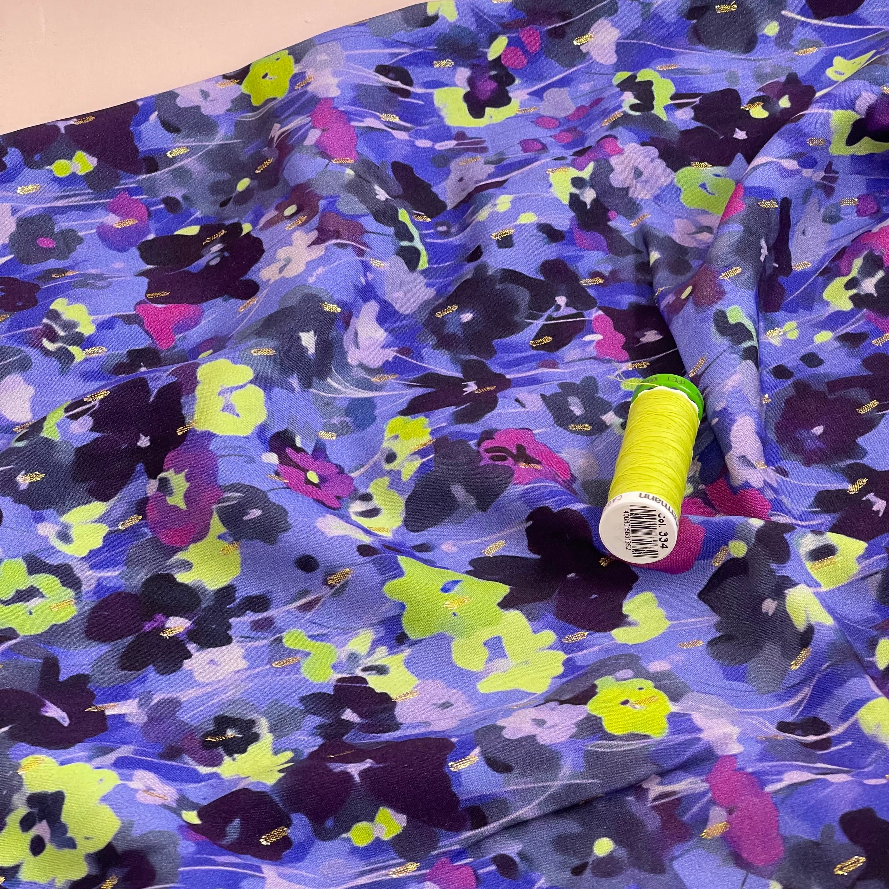 Painterly Florals with Lurex Viscose Fabric