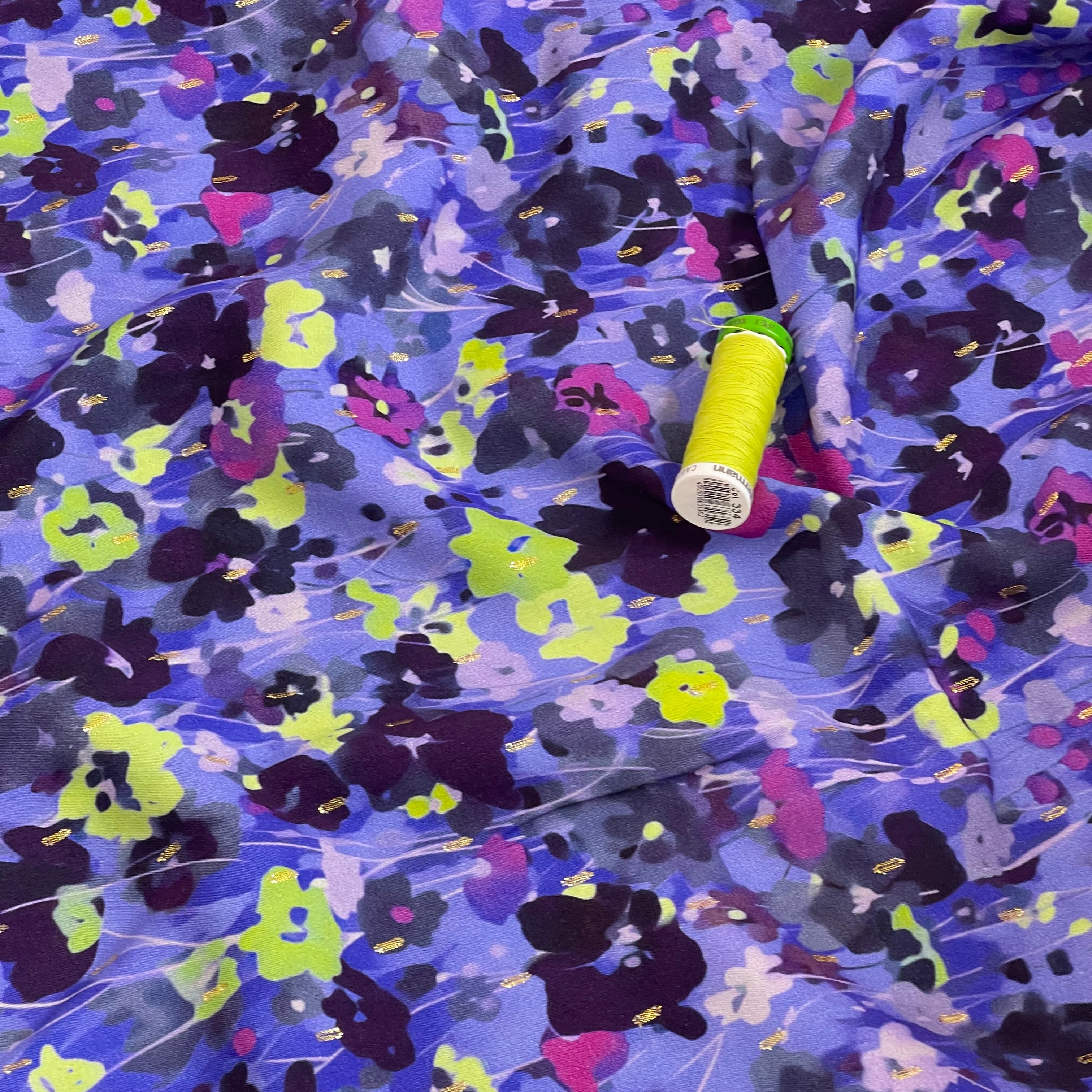Painterly Florals with Lurex Viscose Fabric