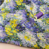 Lavender Flowers Viscose Sateen Fabric