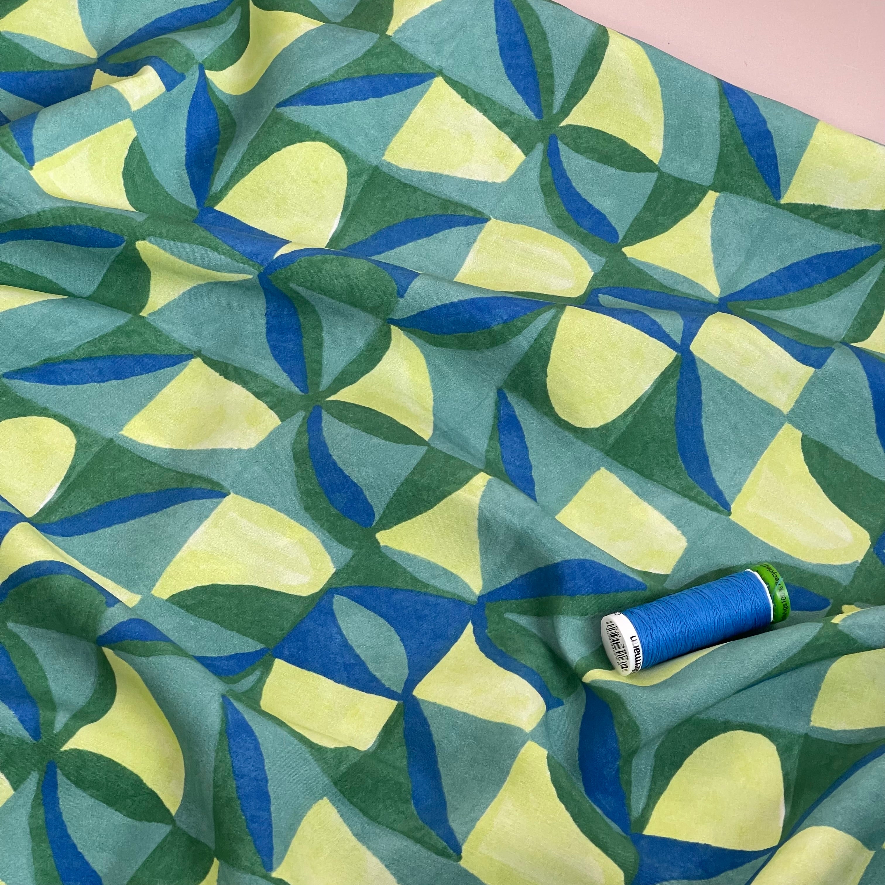 Abstract Tiles in Green LENZING™ ECOVERO™ Viscose Fabric