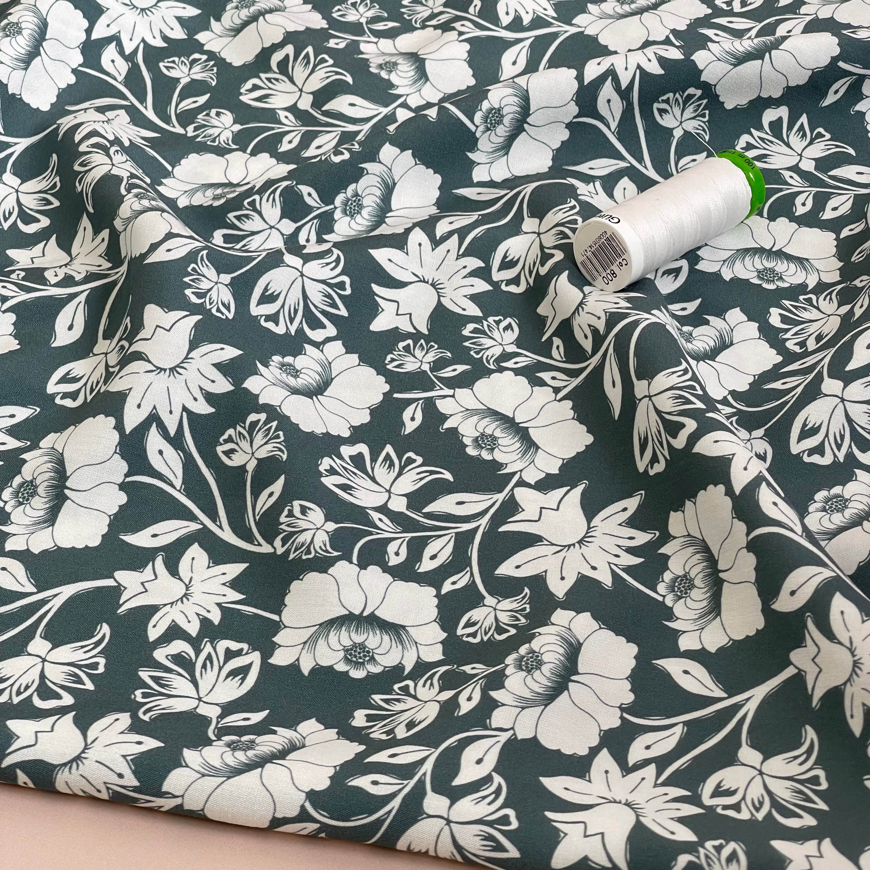 Climbing Florals in Sage LENZING™ ECOVERO™ Viscose Fabric