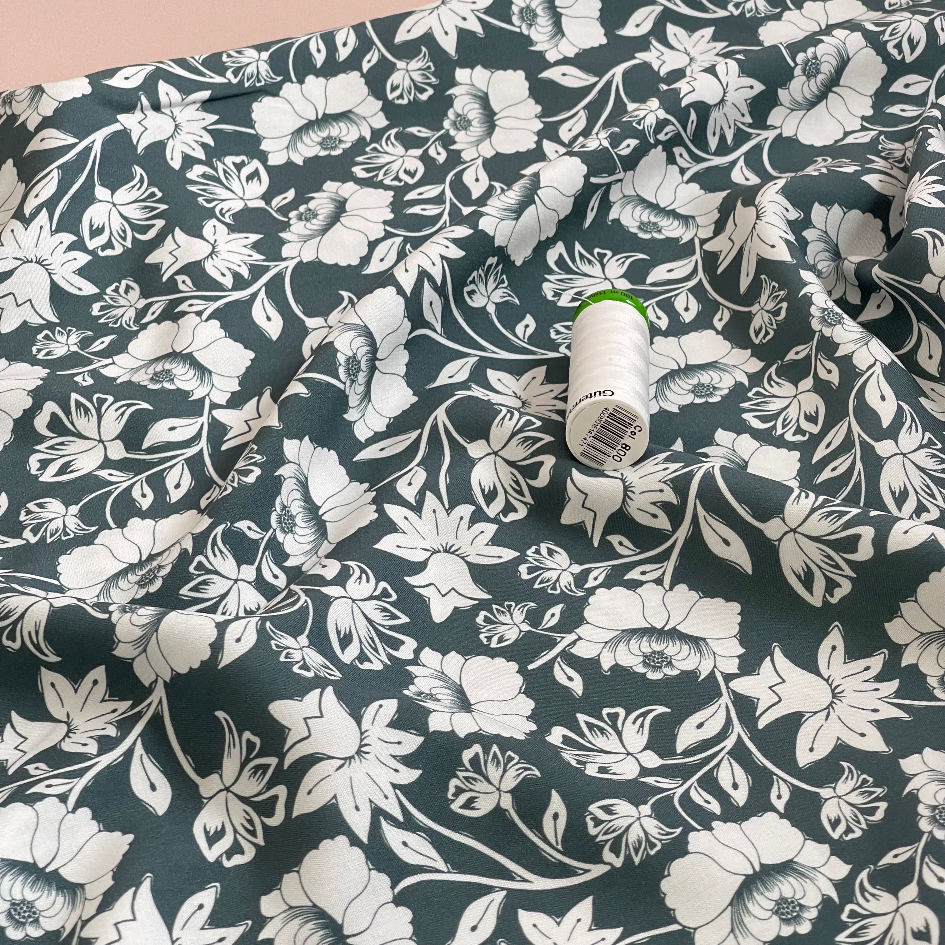 Climbing Florals in Sage LENZING™ ECOVERO™ Viscose Fabric