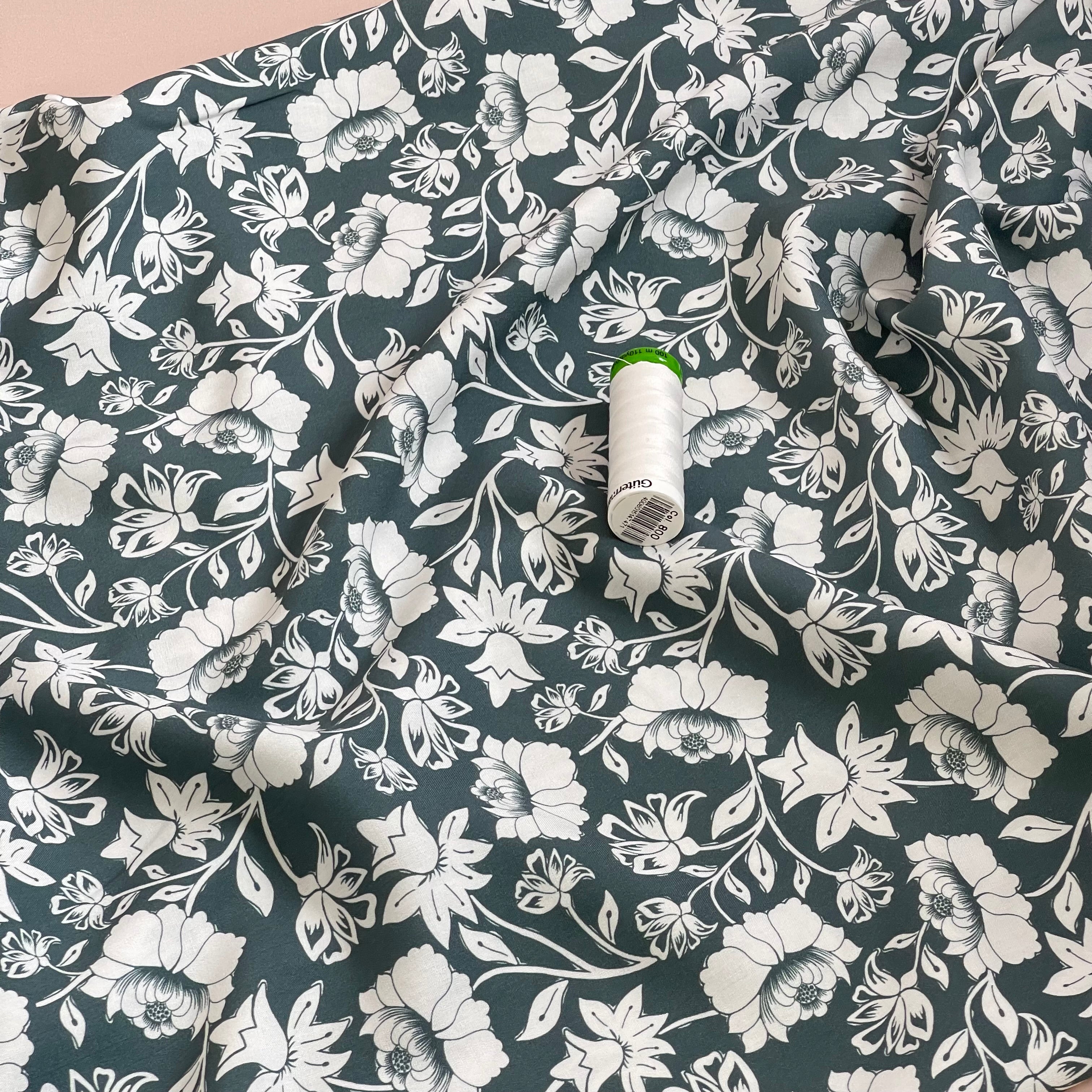 Climbing Florals in Sage LENZING™ ECOVERO™ Viscose Fabric