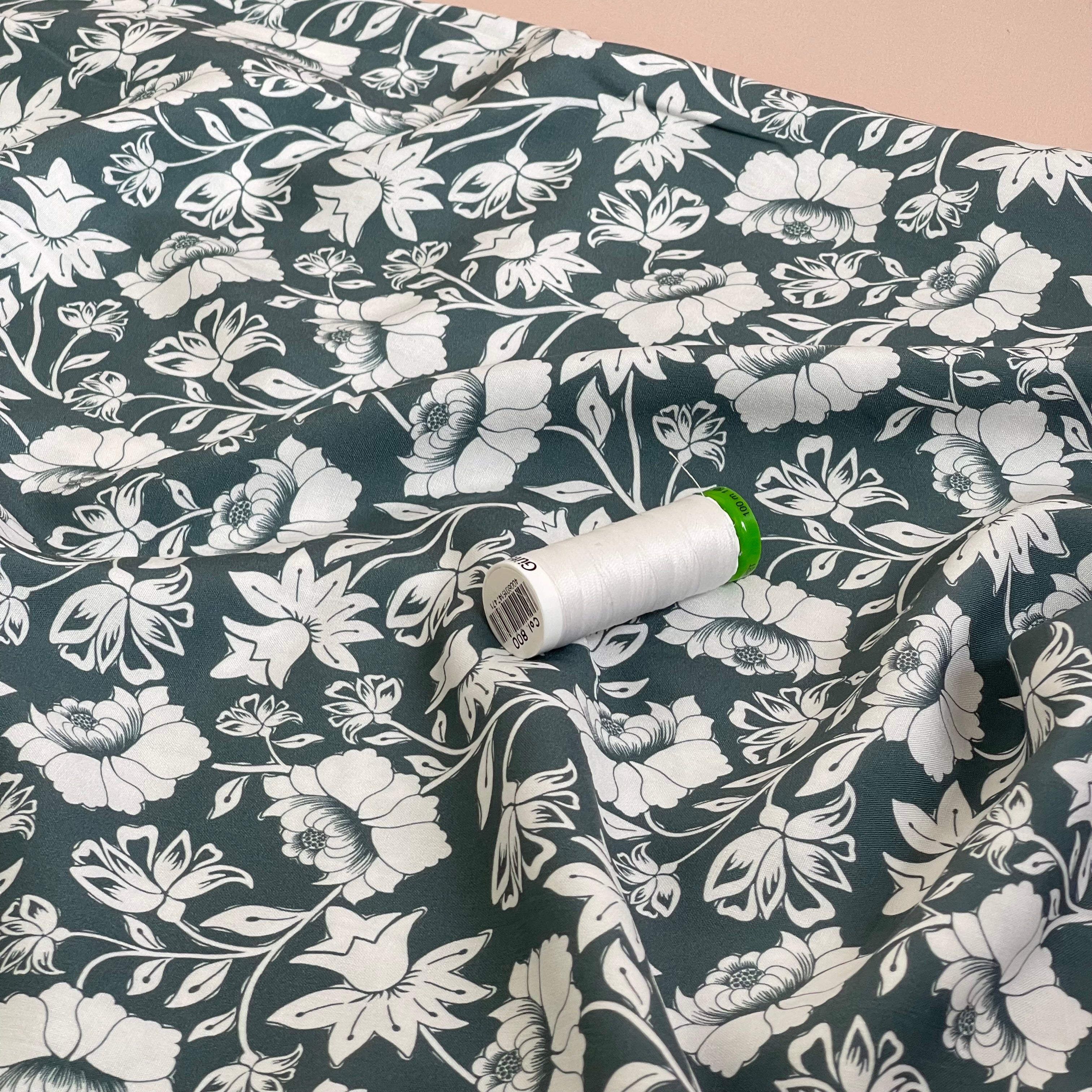 Climbing Florals in Sage LENZING™ ECOVERO™ Viscose Fabric