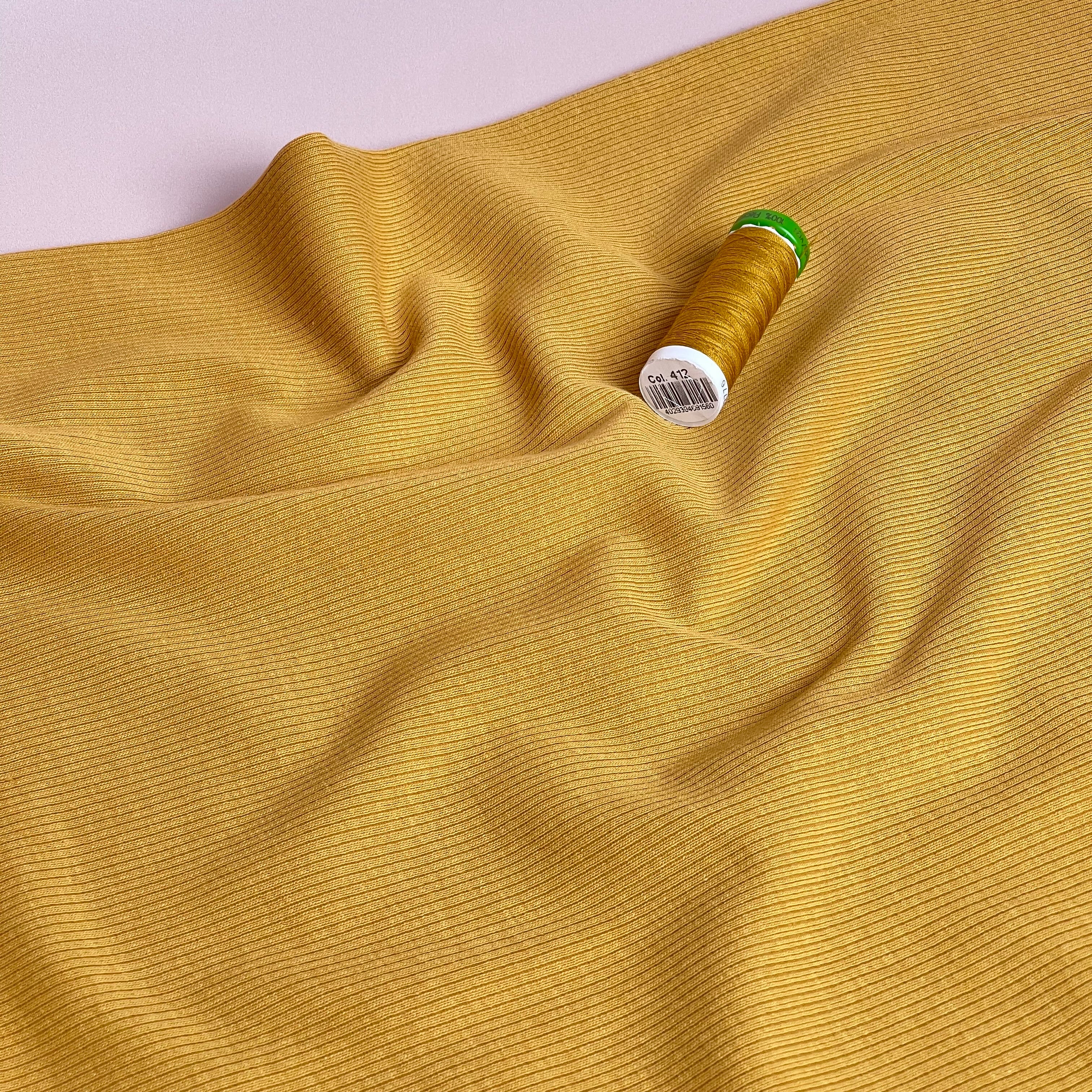 Cosy Cotton Ribbed Jersey in Ochre