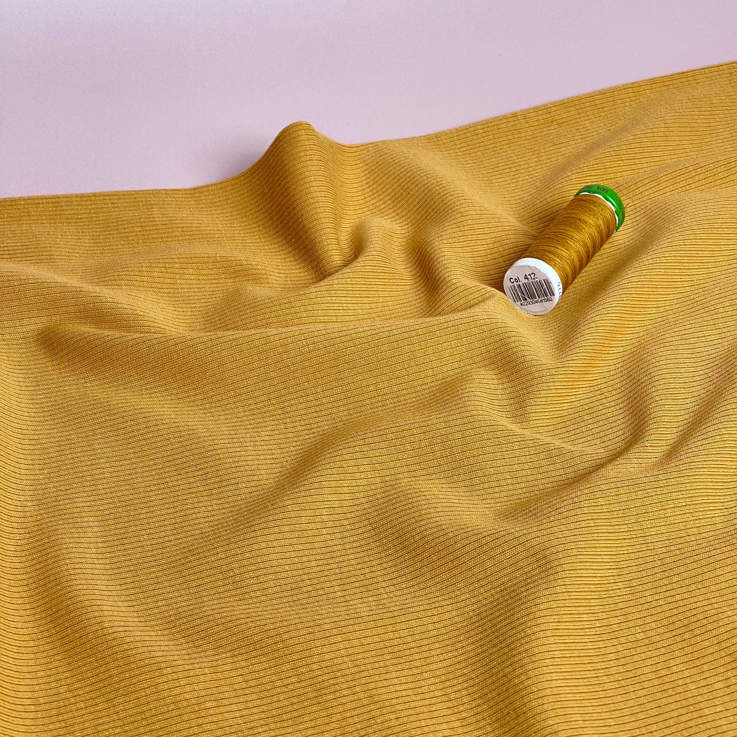 Cosy Cotton Ribbed Jersey in Ochre