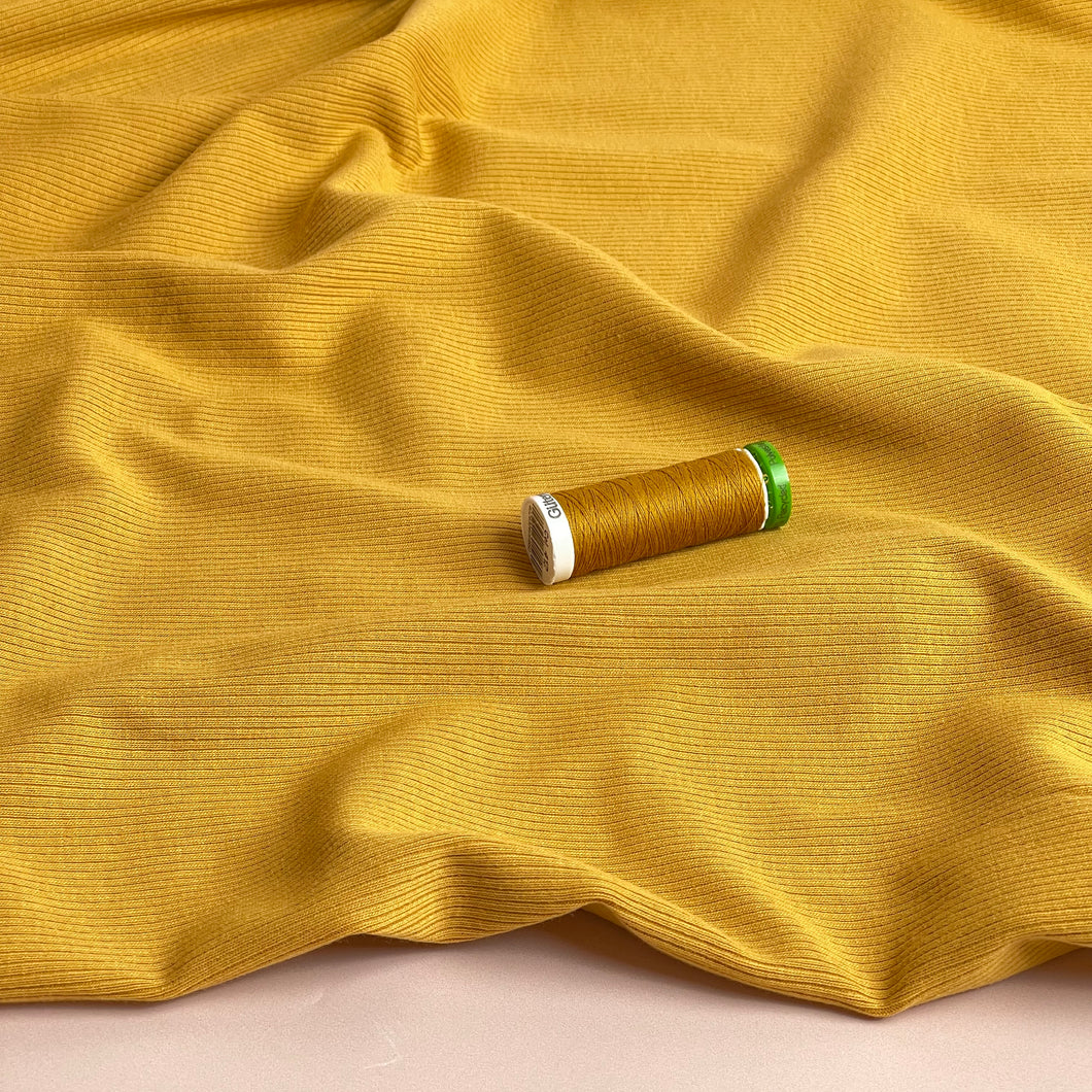 Cosy Cotton Ribbed Jersey in Ochre