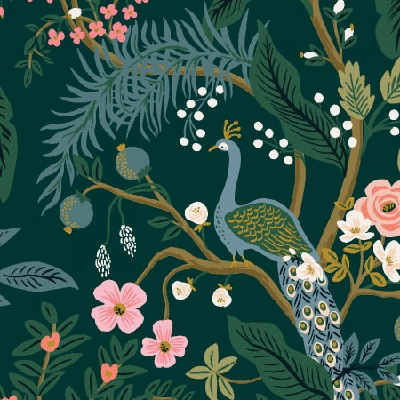 Rifle Paper Co - Peacock Hunter Metallic Canvas from Vintage Garden