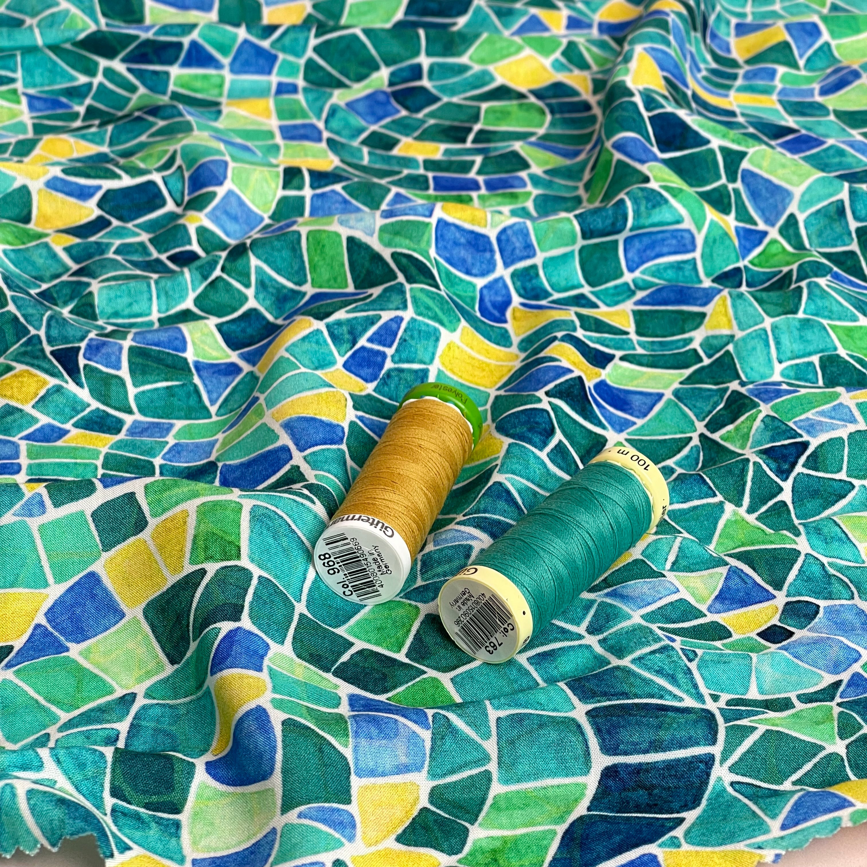 PRE-ORDER Adventure - Mosaics Viscose in Emerald (due by end of February)