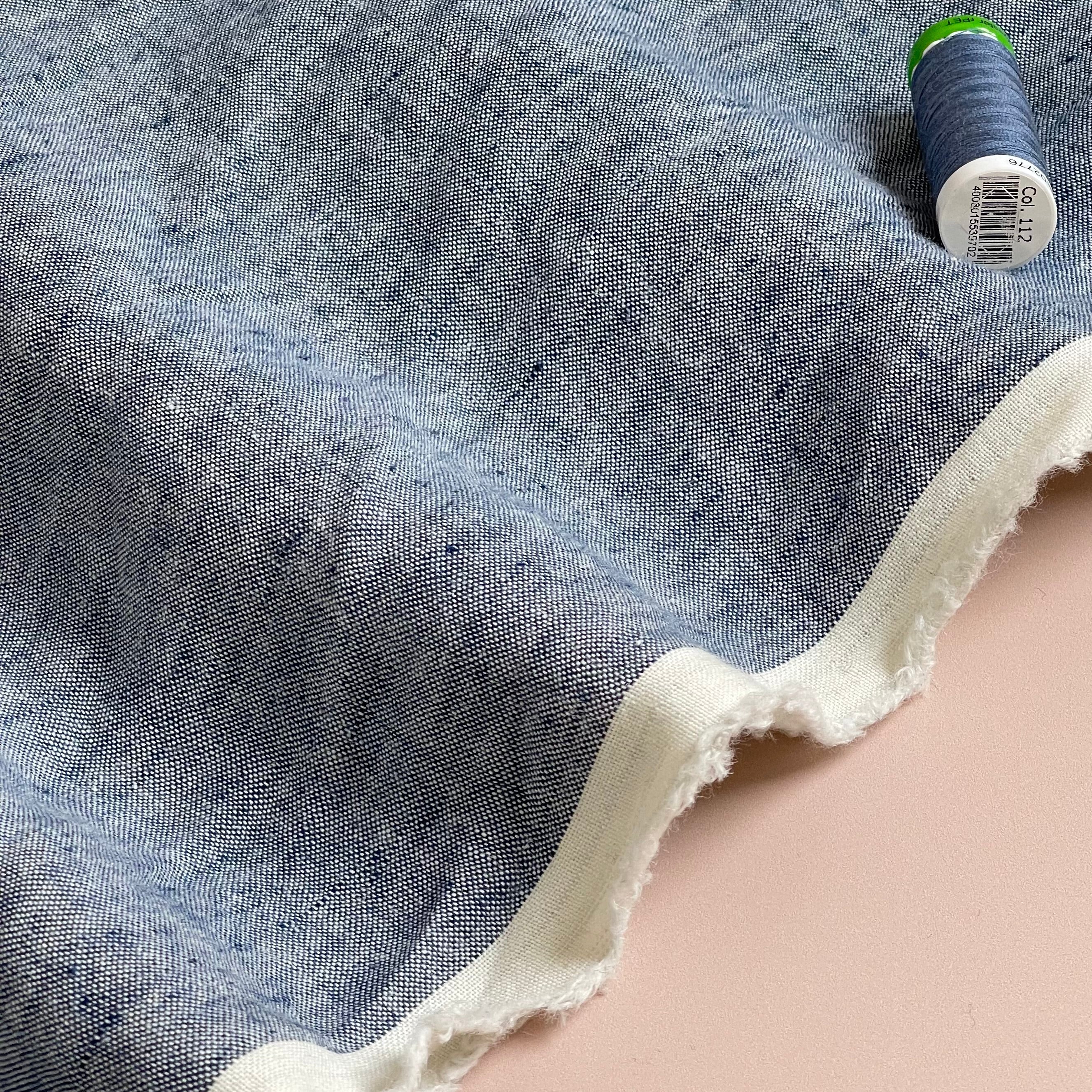 Yarn Dyed Pure Linen Fabric in Jeans Blue