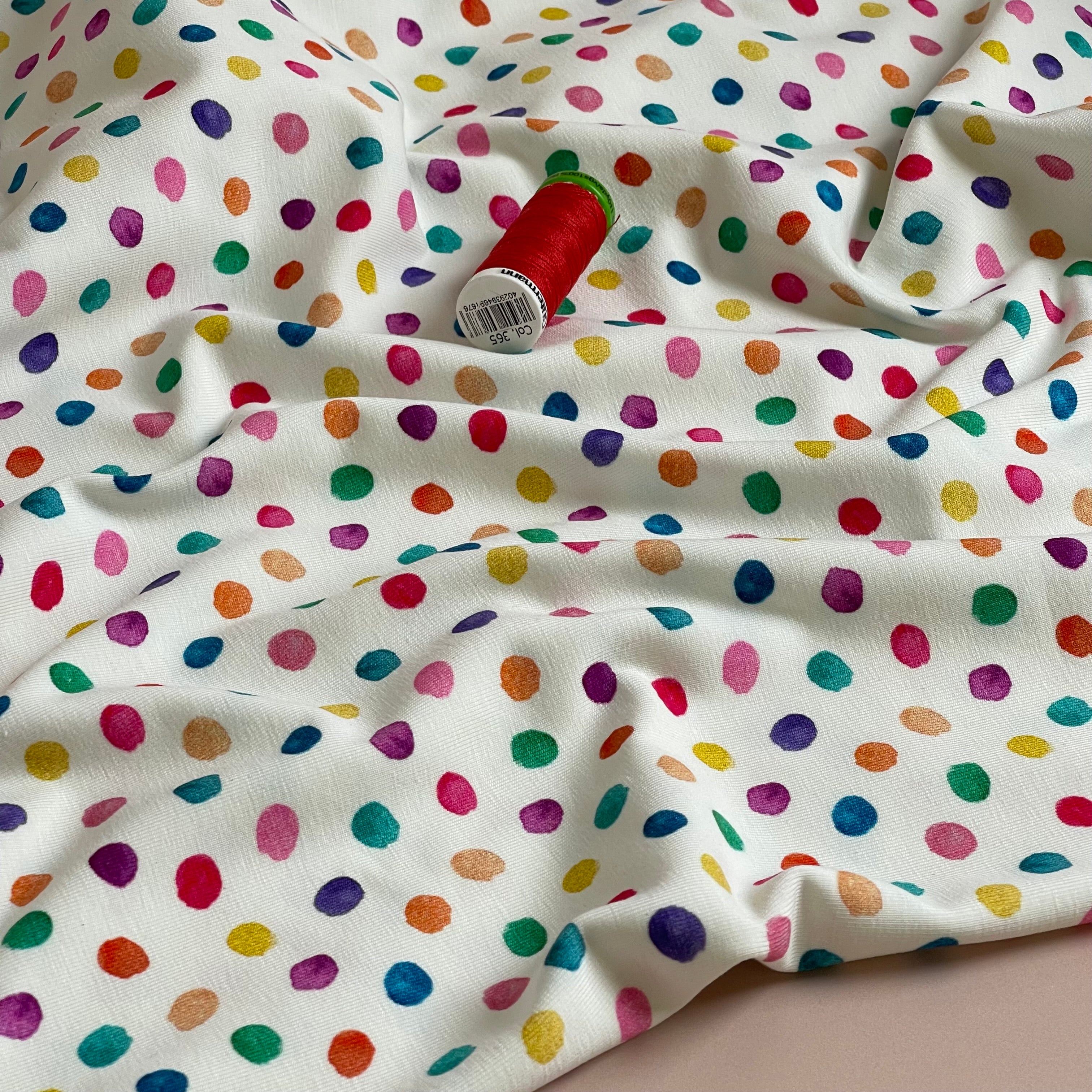Rainbow Dots Cotton Jersey Fabric