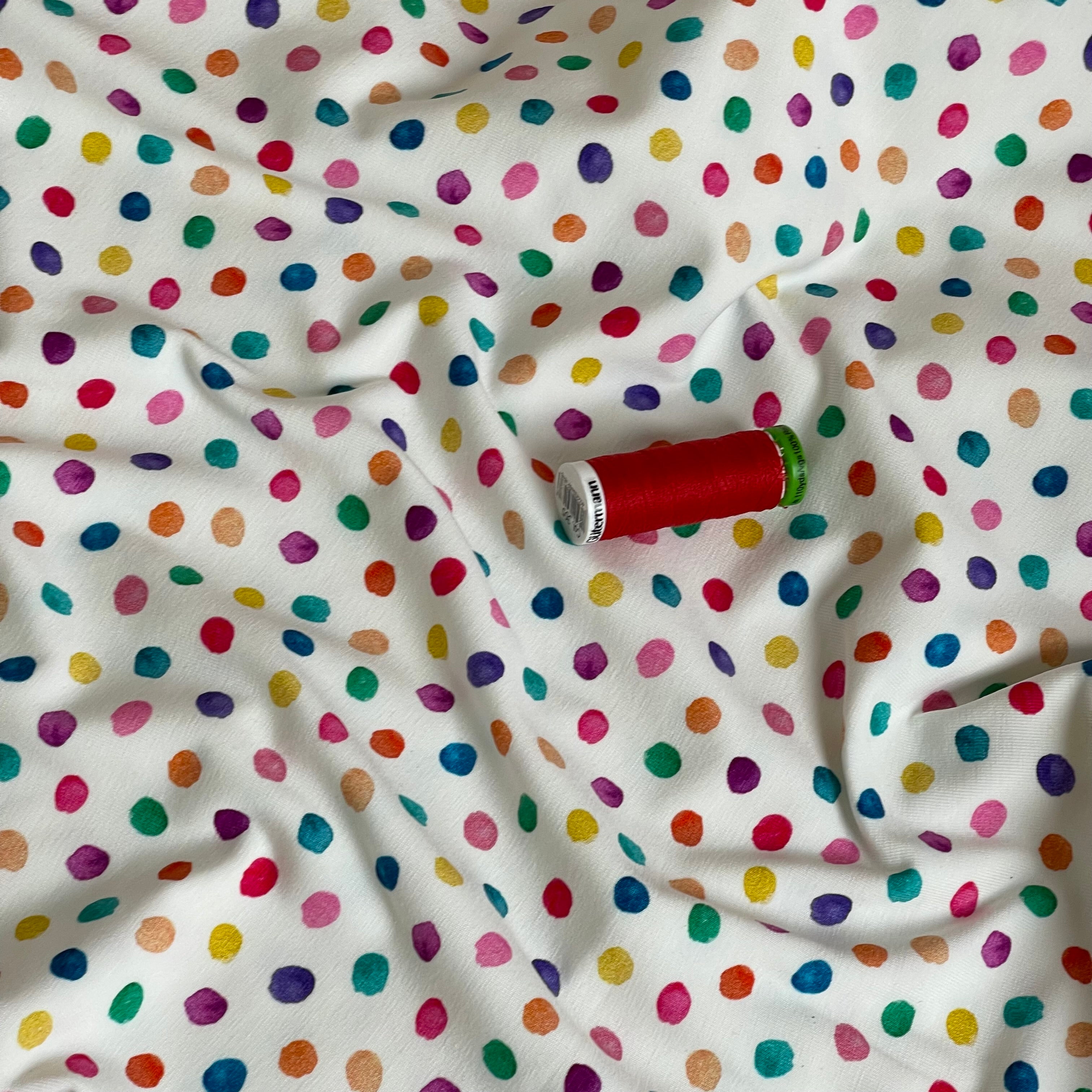 Rainbow Dots Cotton Jersey Fabric