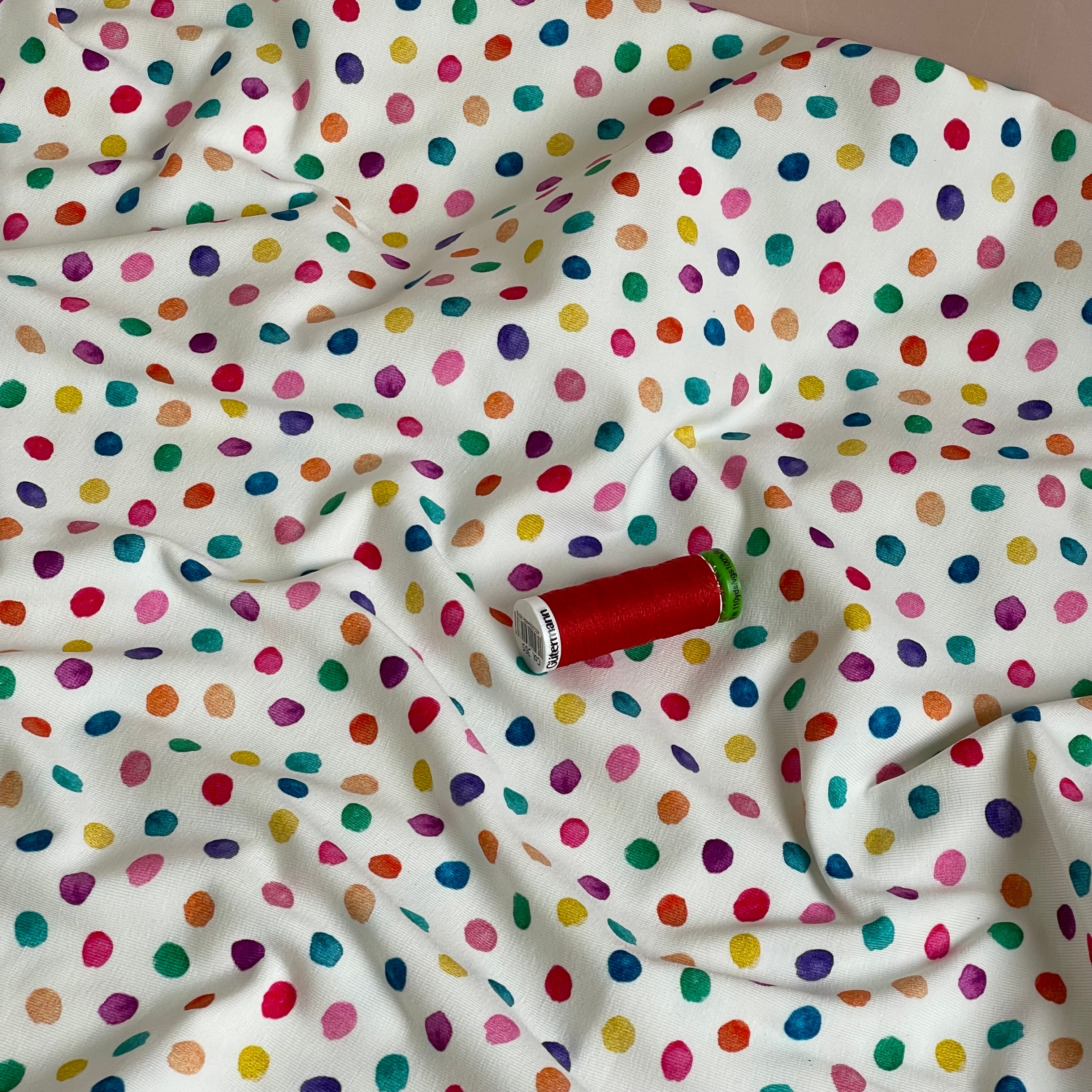 Rainbow Dots Cotton Jersey Fabric
