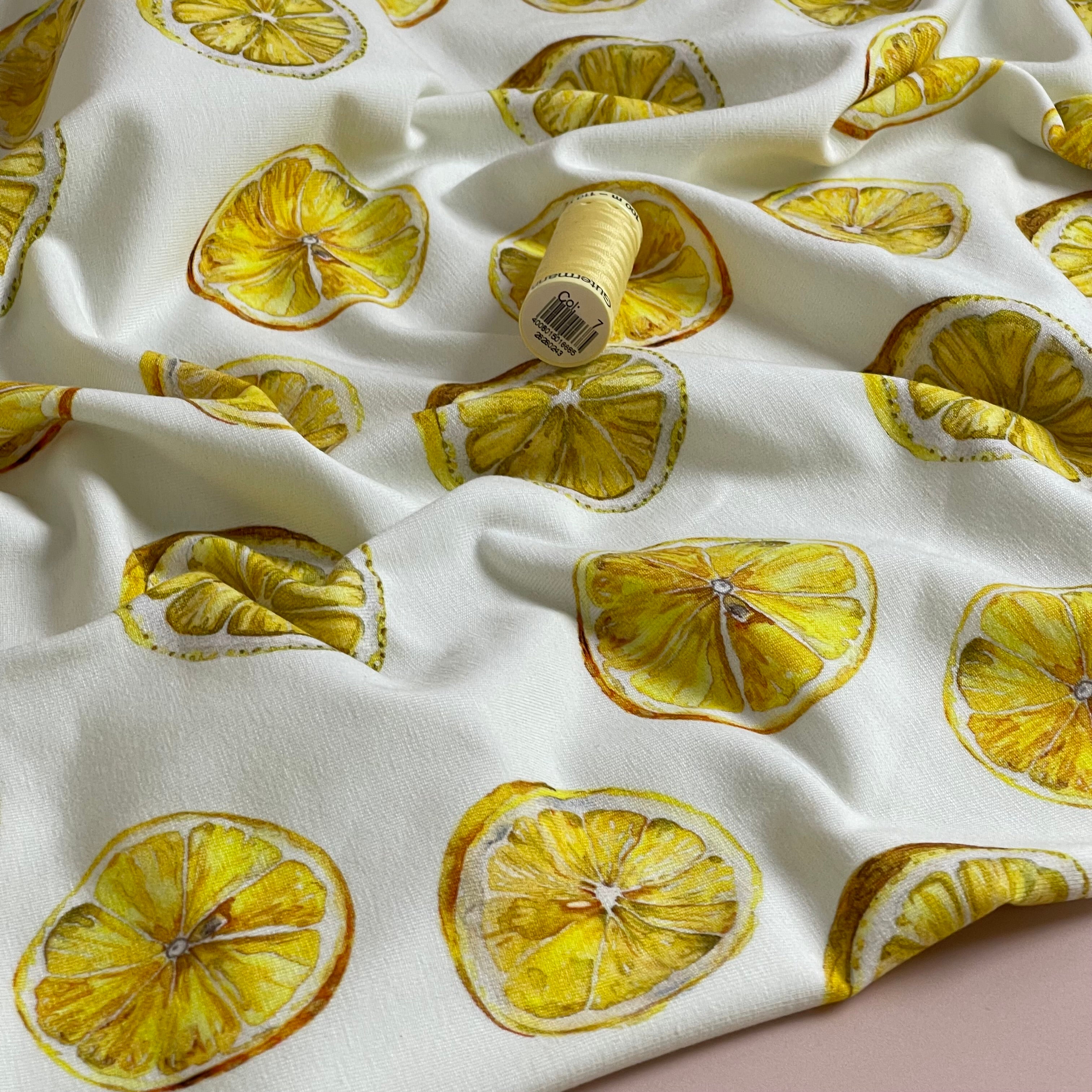 Lemon Slices Cotton Jersey Fabric