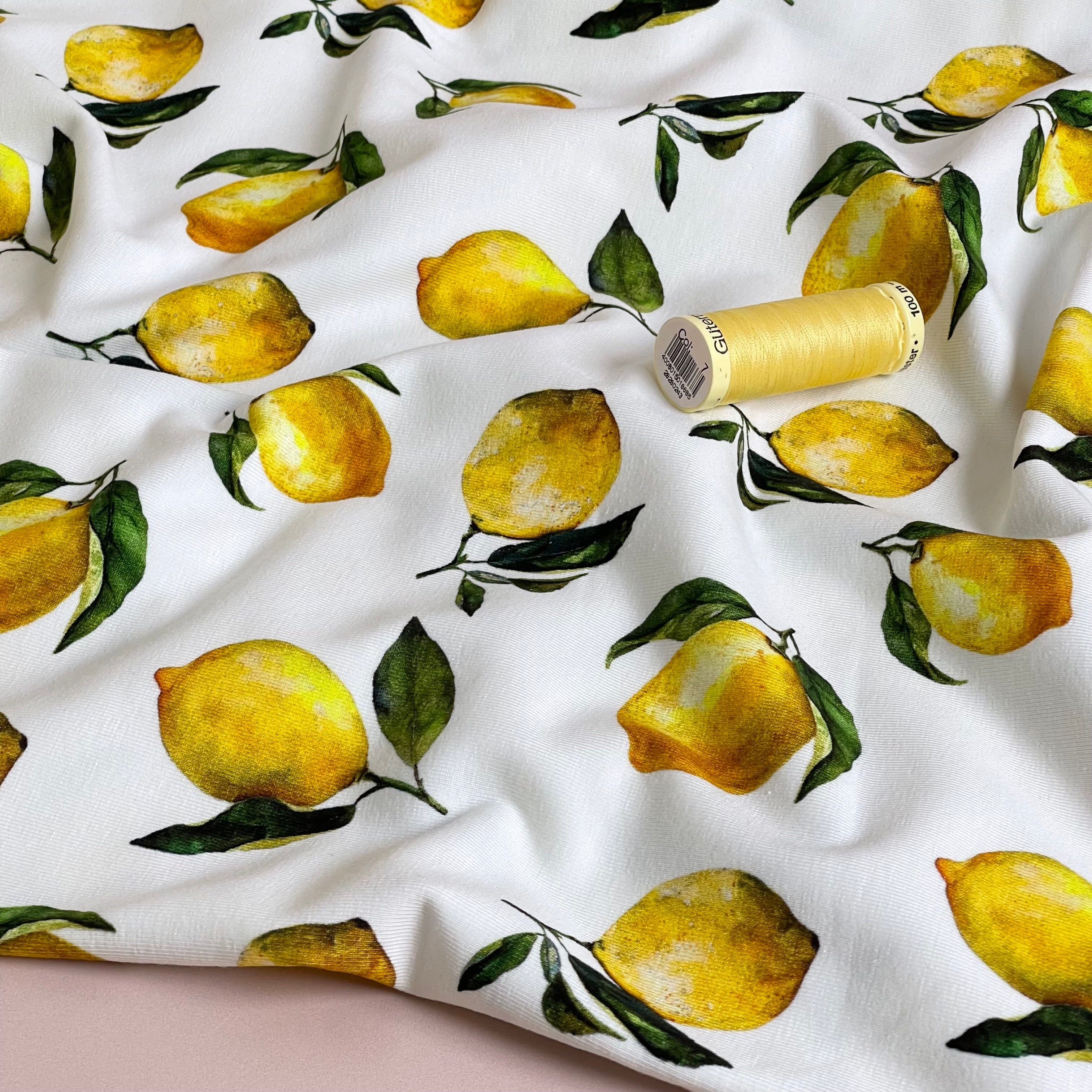 Italian Lemons Cotton Jersey Fabric