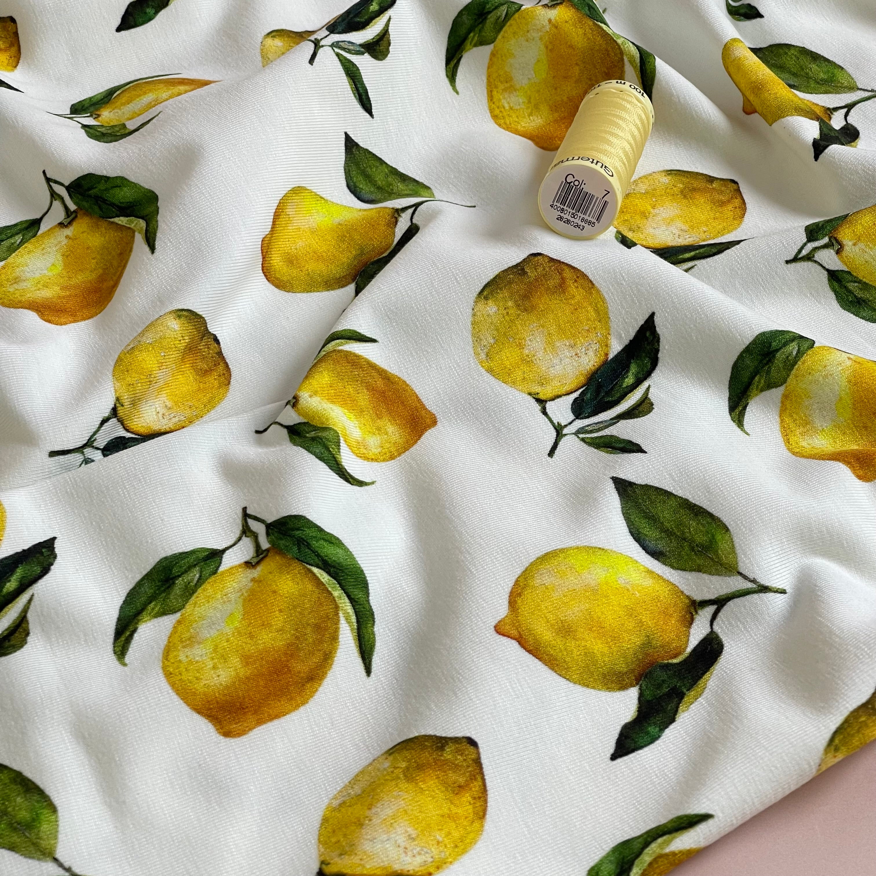 Italian Lemons Cotton Jersey Fabric