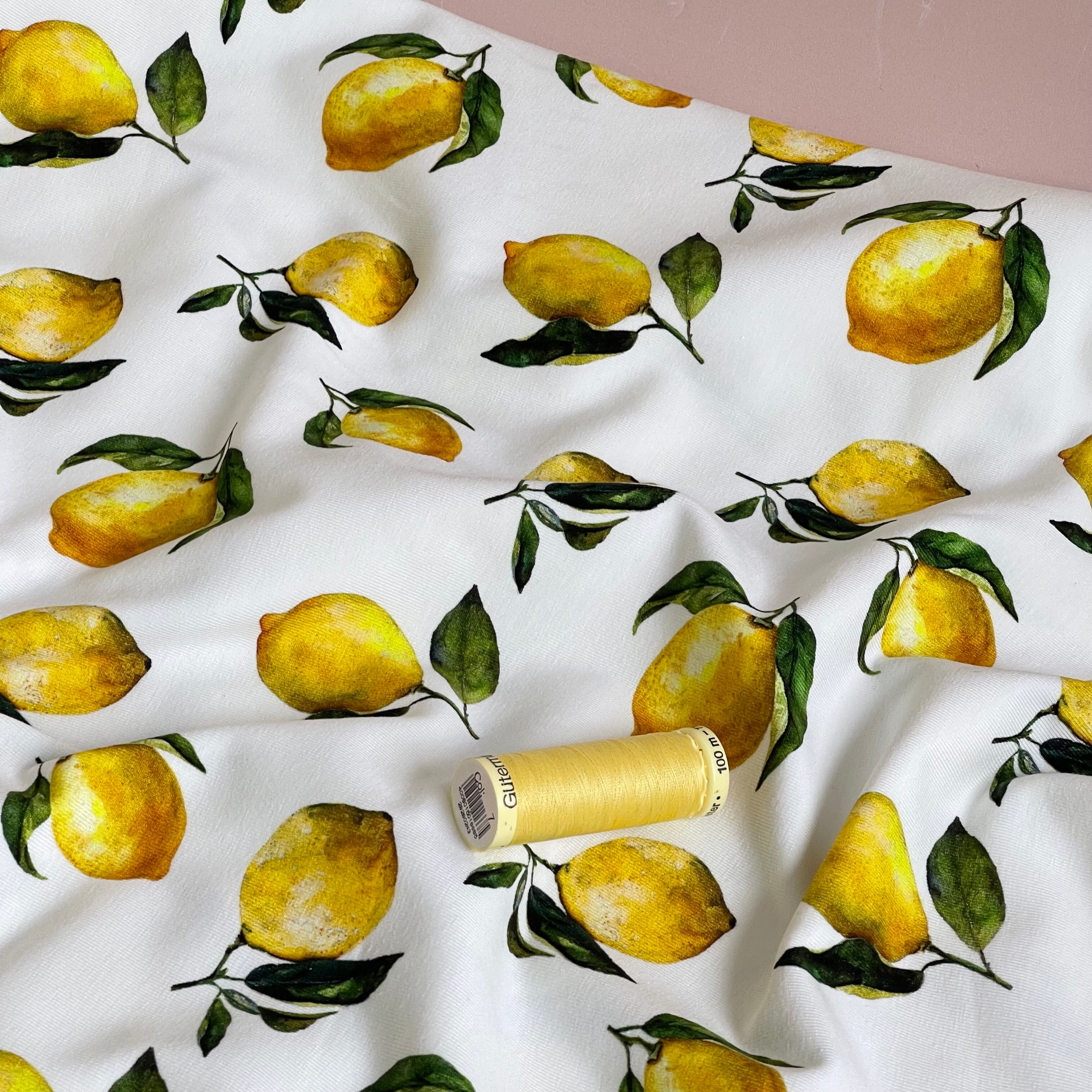 Italian Lemons Cotton Jersey Fabric
