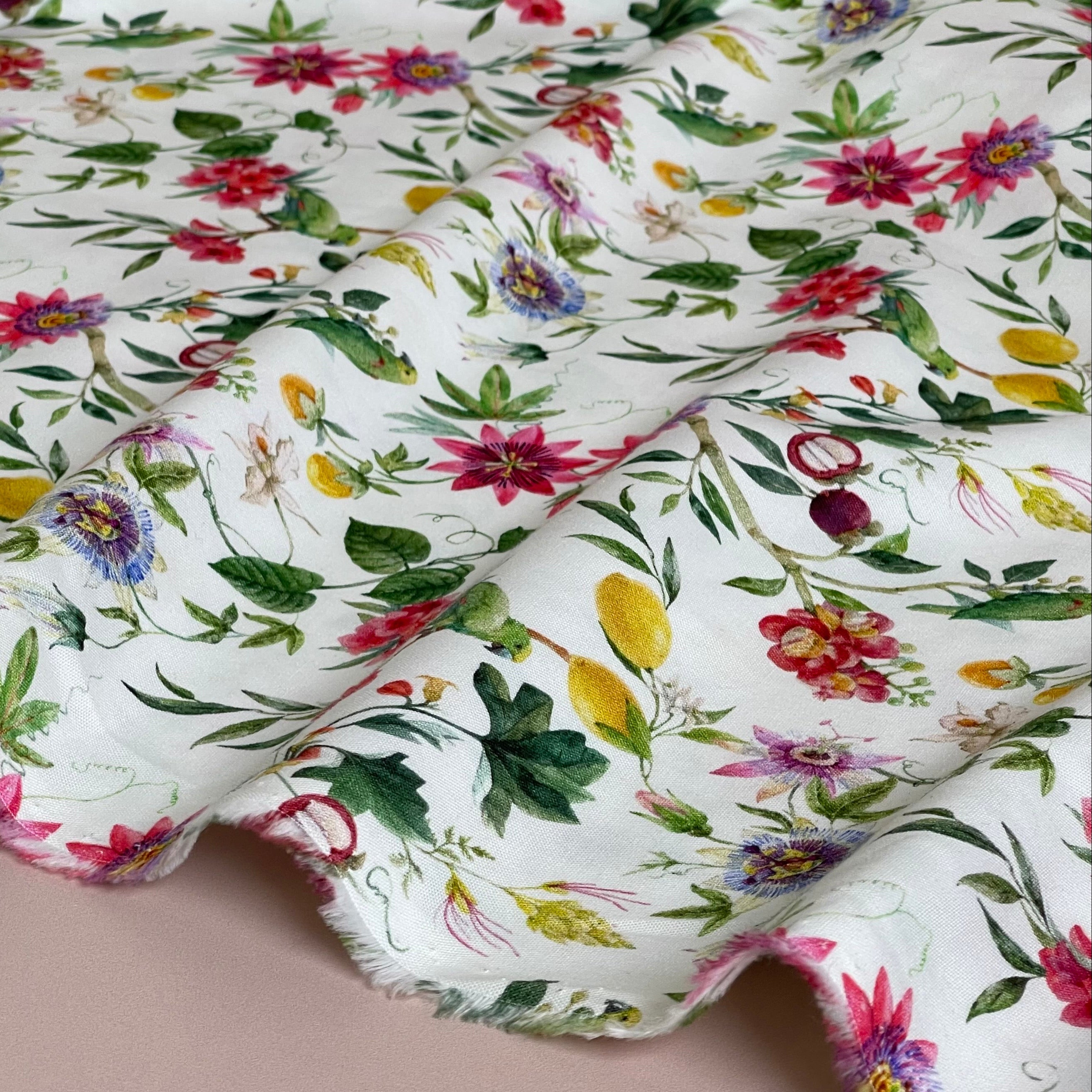 Parrots in the Garden Cotton Poplin Fabric