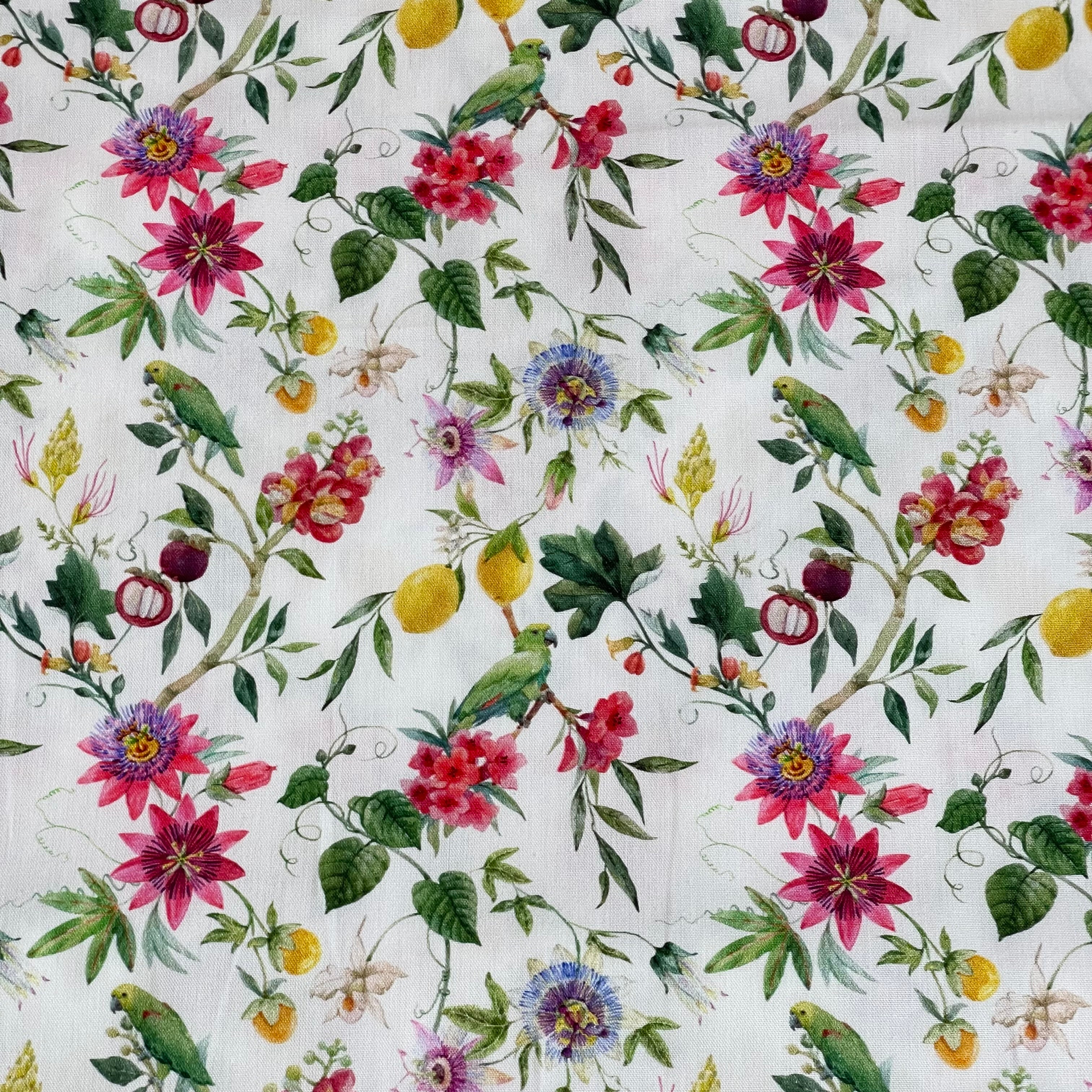 Parrots in the Garden Cotton Poplin Fabric