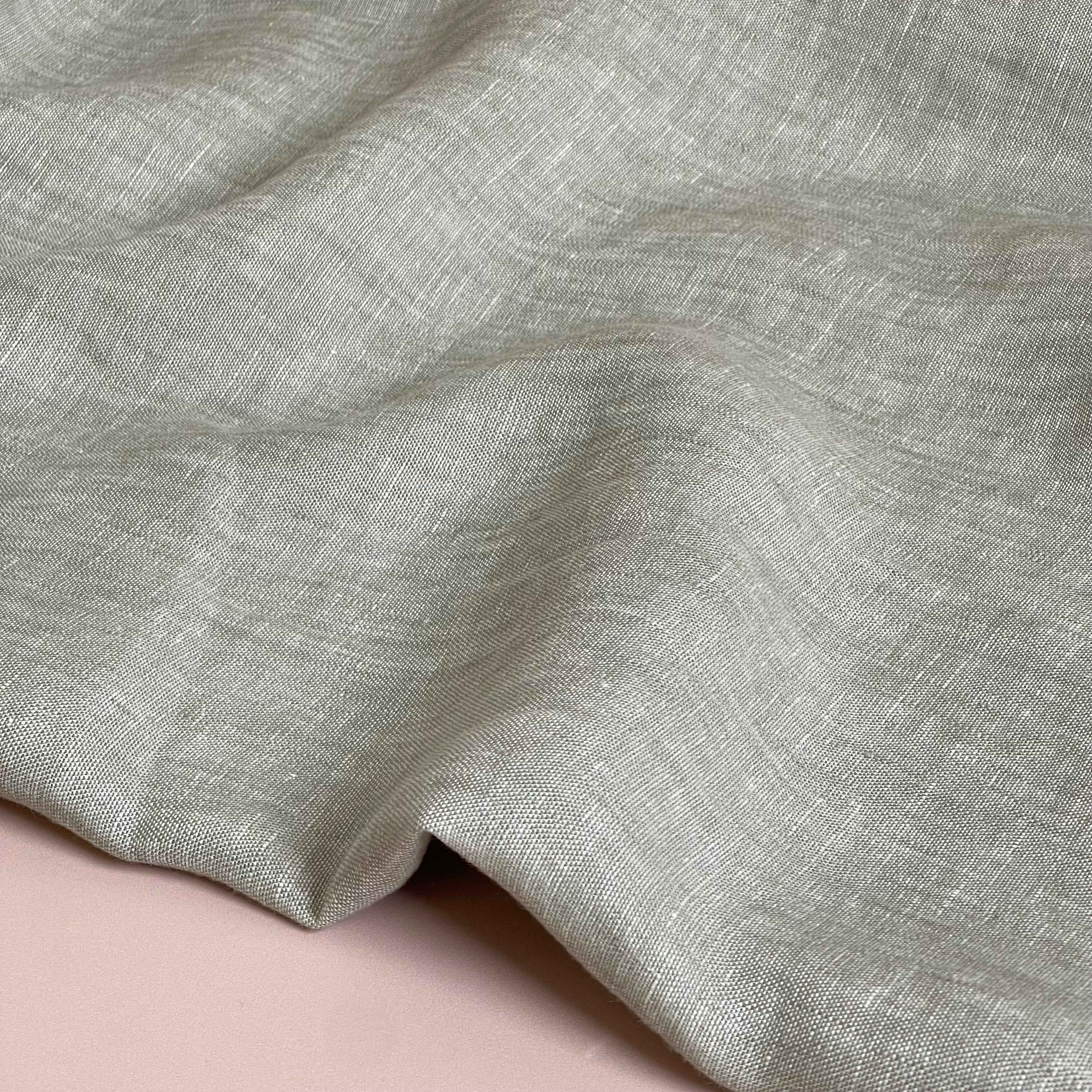 Yarn Dyed Pure Linen Fabric in Khaki
