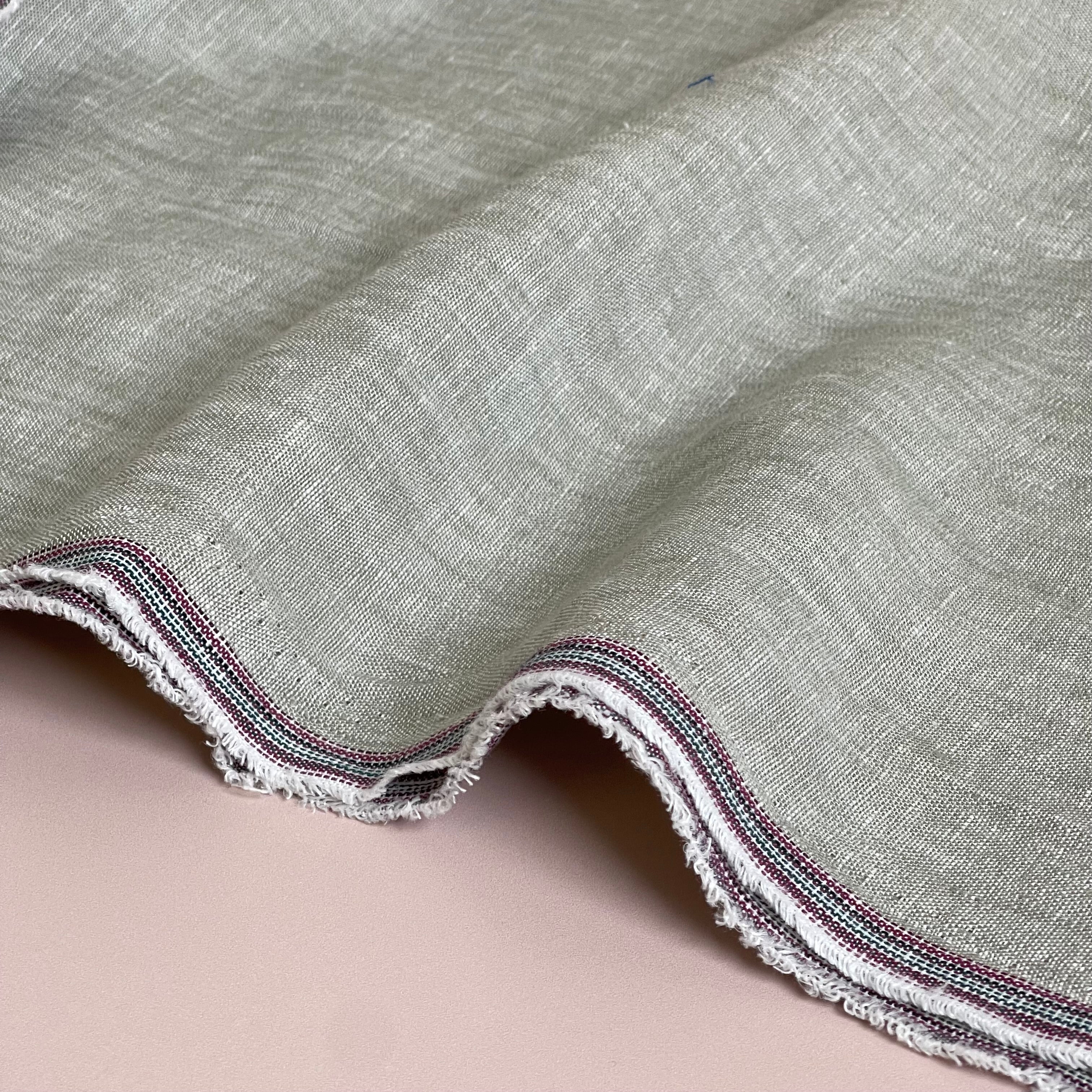 Yarn Dyed Pure Linen Fabric in Khaki