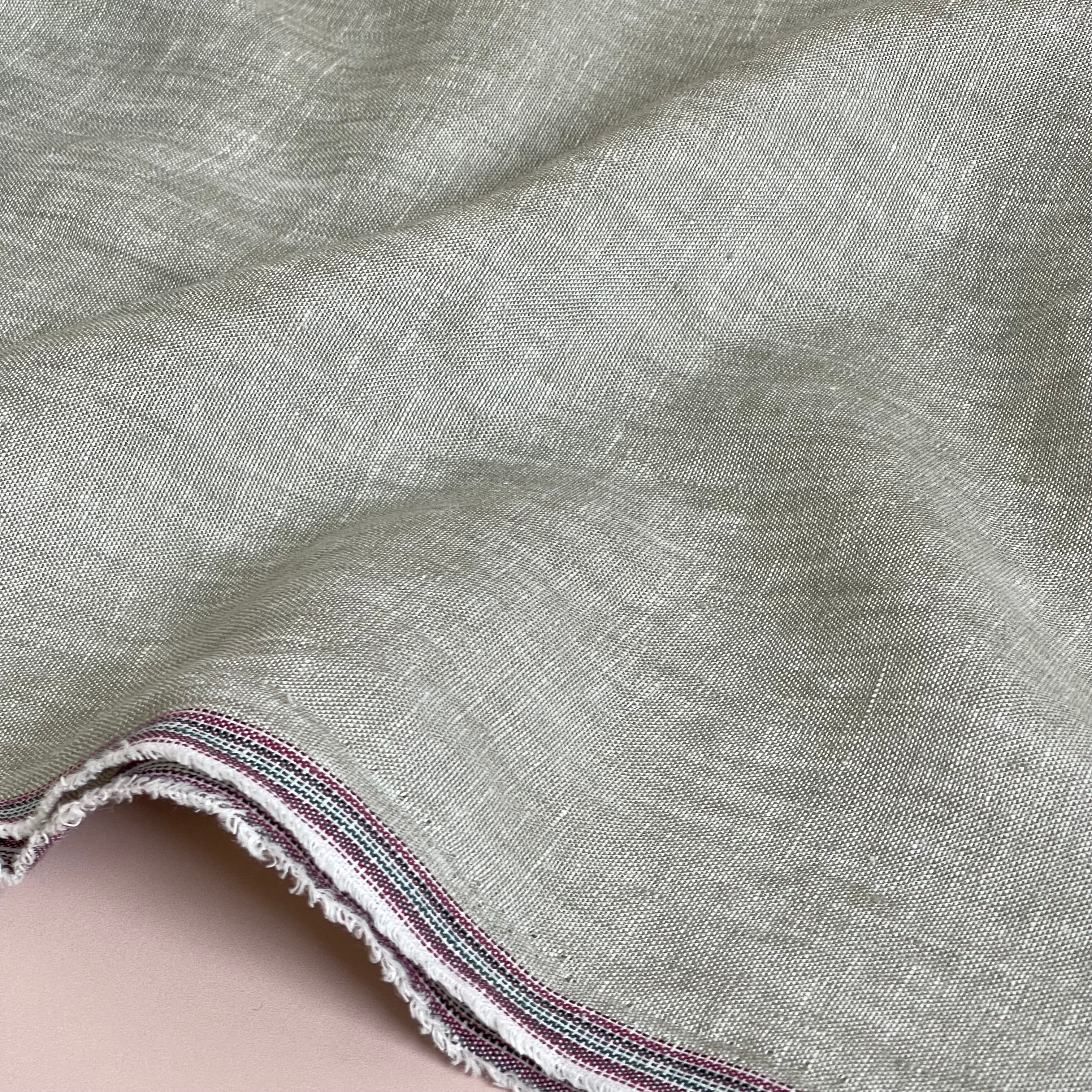 Yarn Dyed Pure Linen Fabric in Khaki